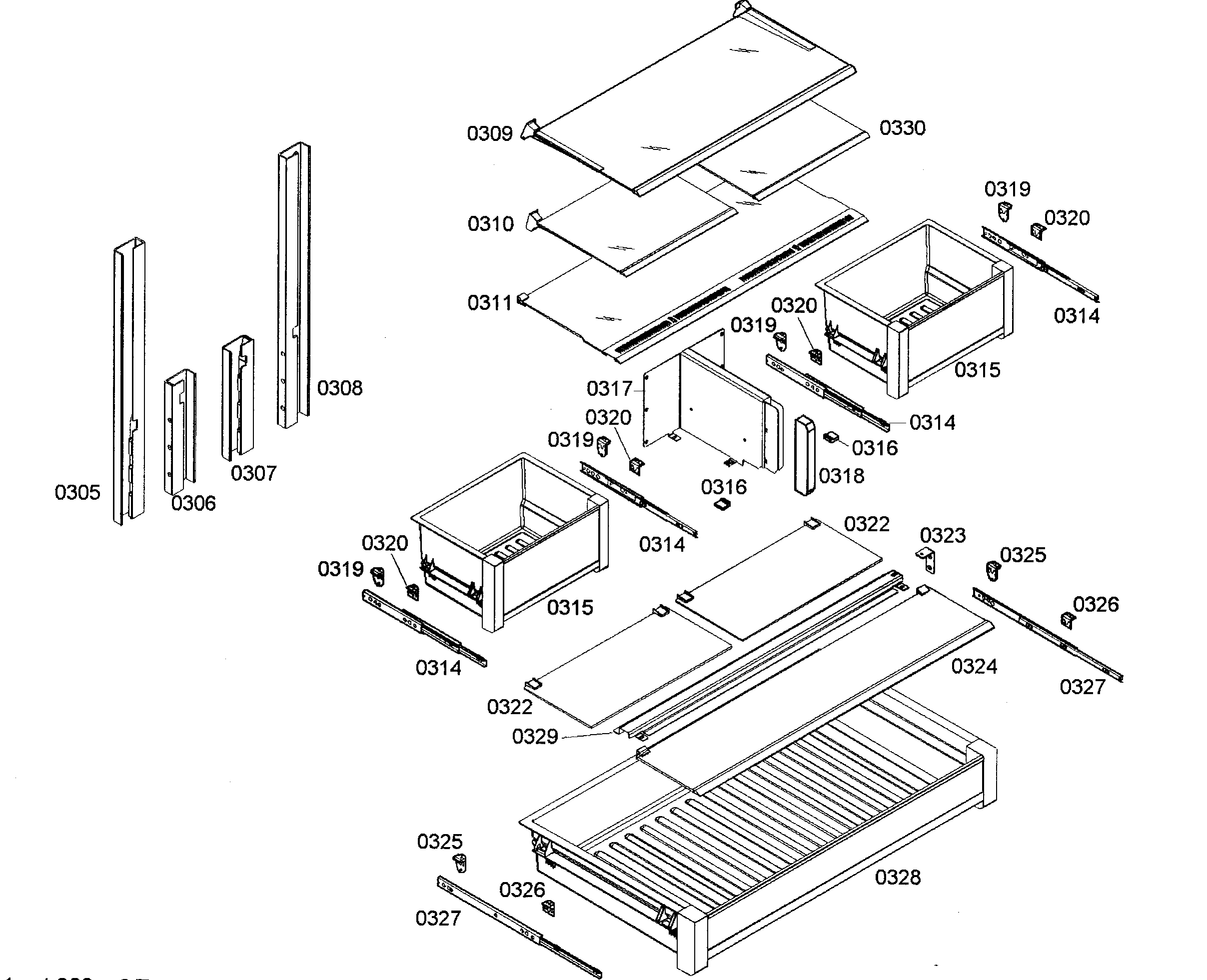 Bosch B36IT71NNP/11 shelfs assy 1 diagram