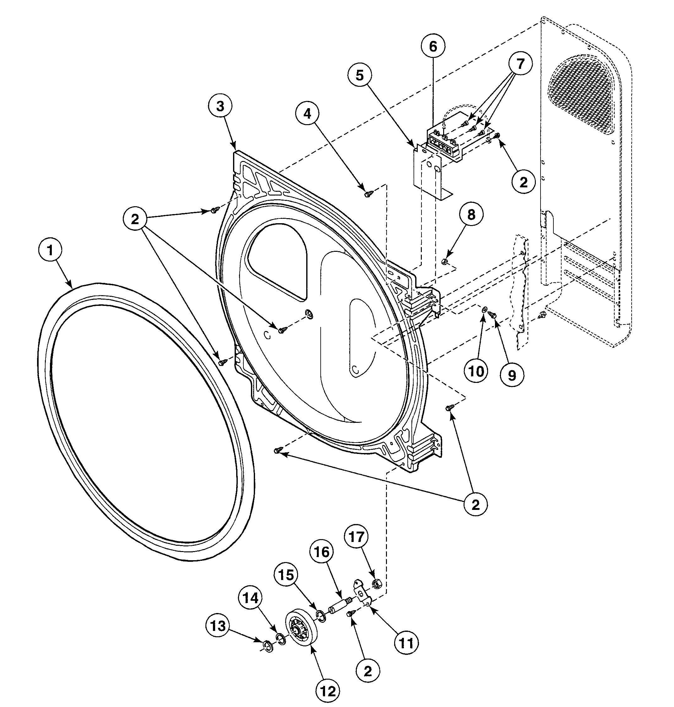 Speed Queen SDE007LF1500 roller assy diagram