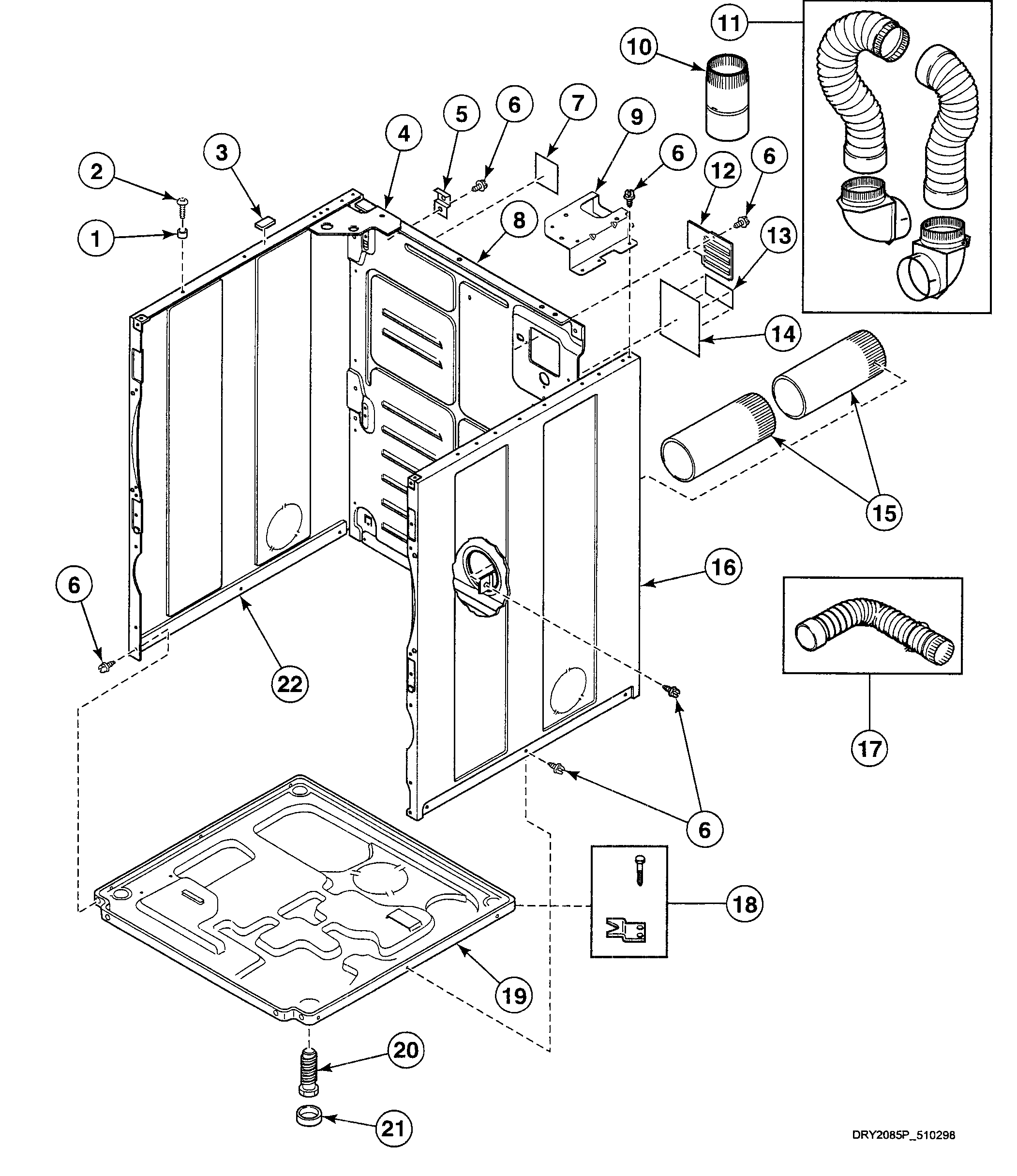 Speed Queen SDE007WF1500 cabinet assy diagram