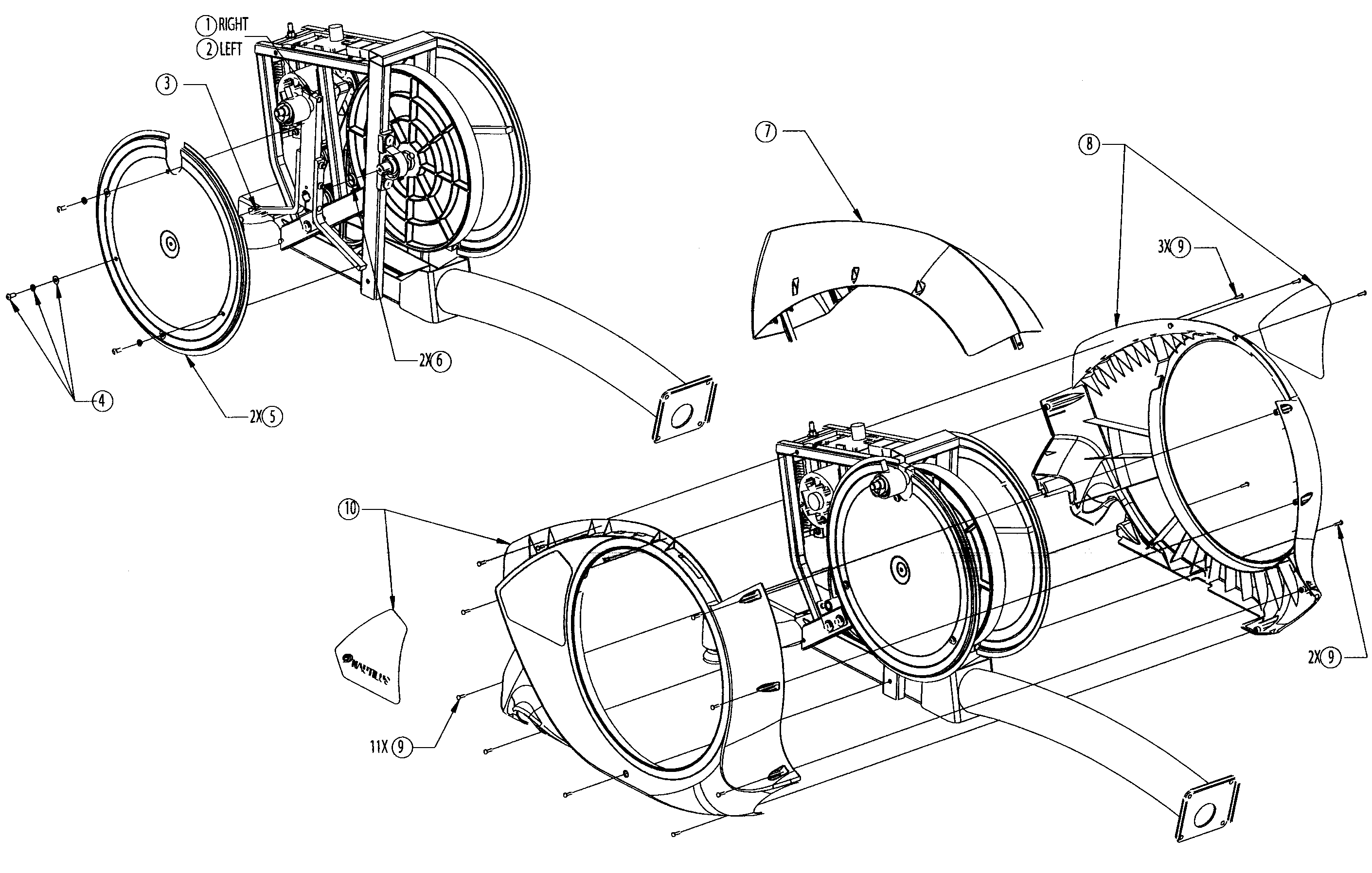Nautilus E9.16 crank assy diagram