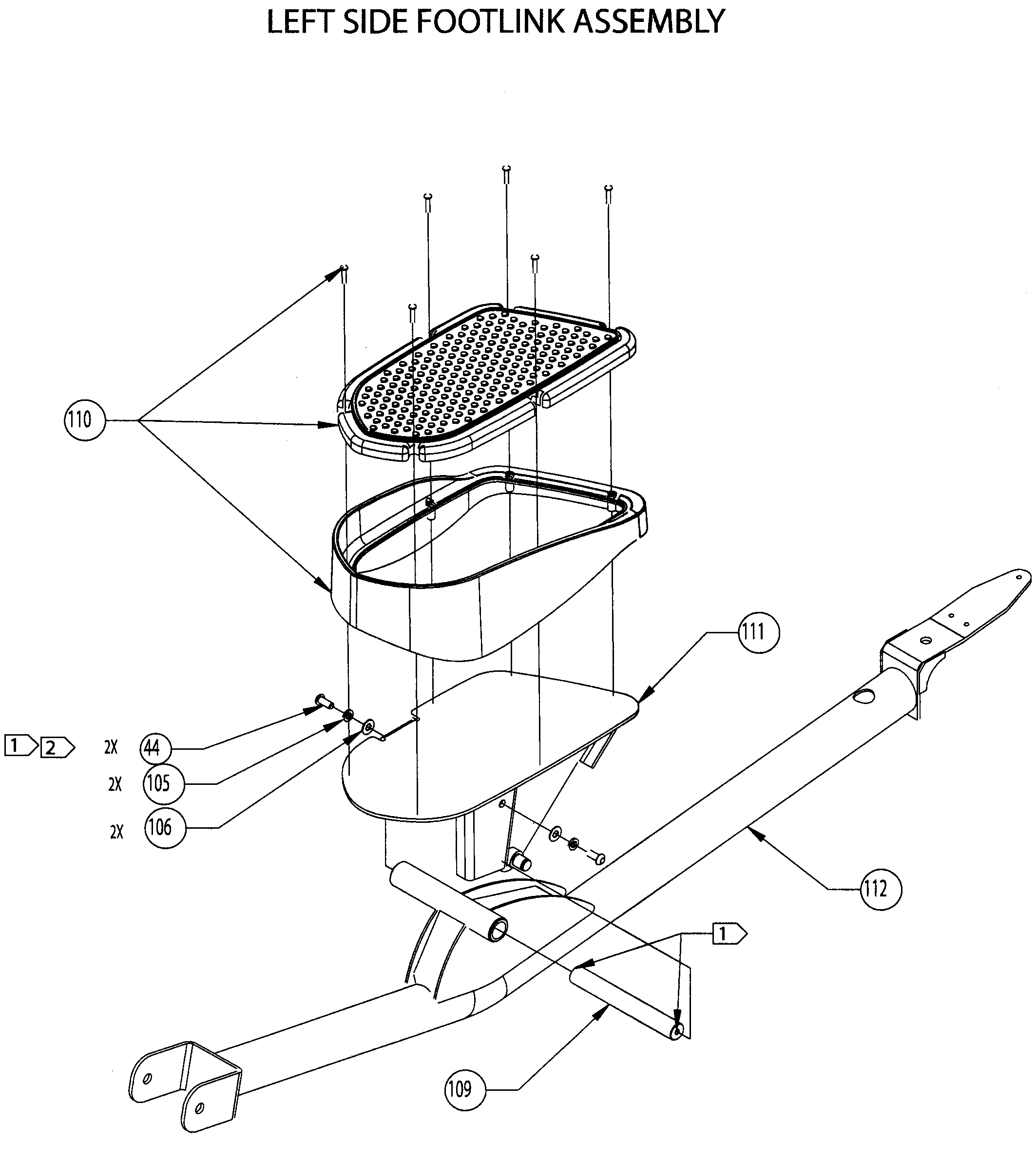Nautilus E9.16 l footlink assy diagram