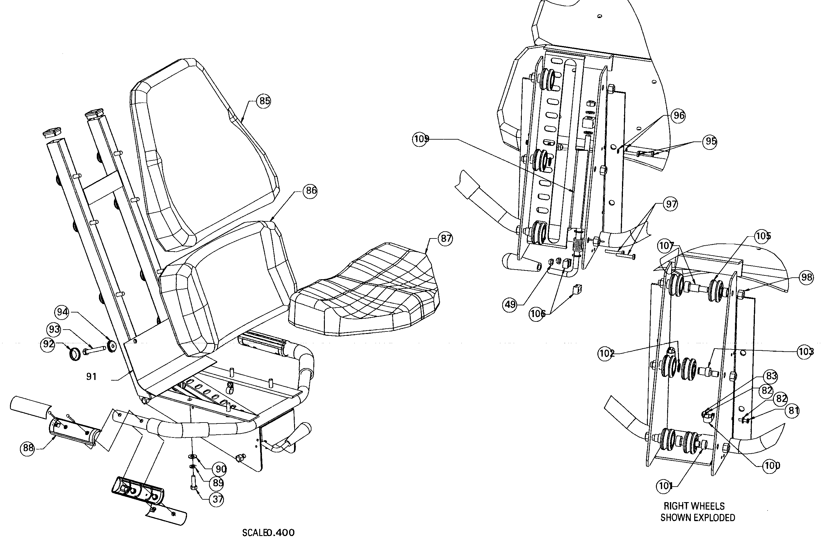 StairMaster 3800RC seat assy diagram