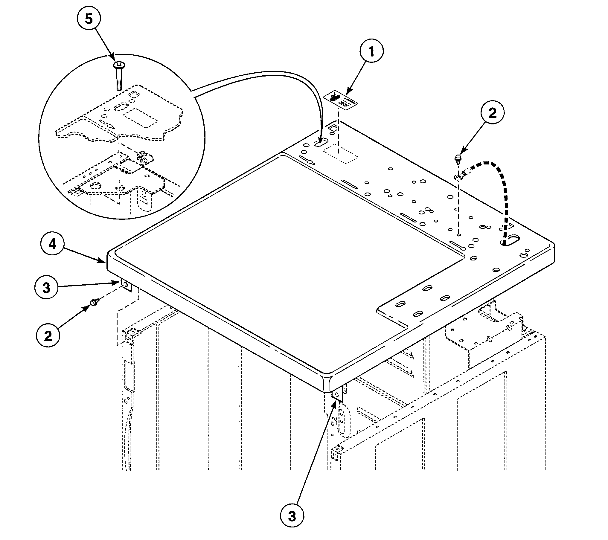 Speed Queen SDE807QF cabinet top diagram
