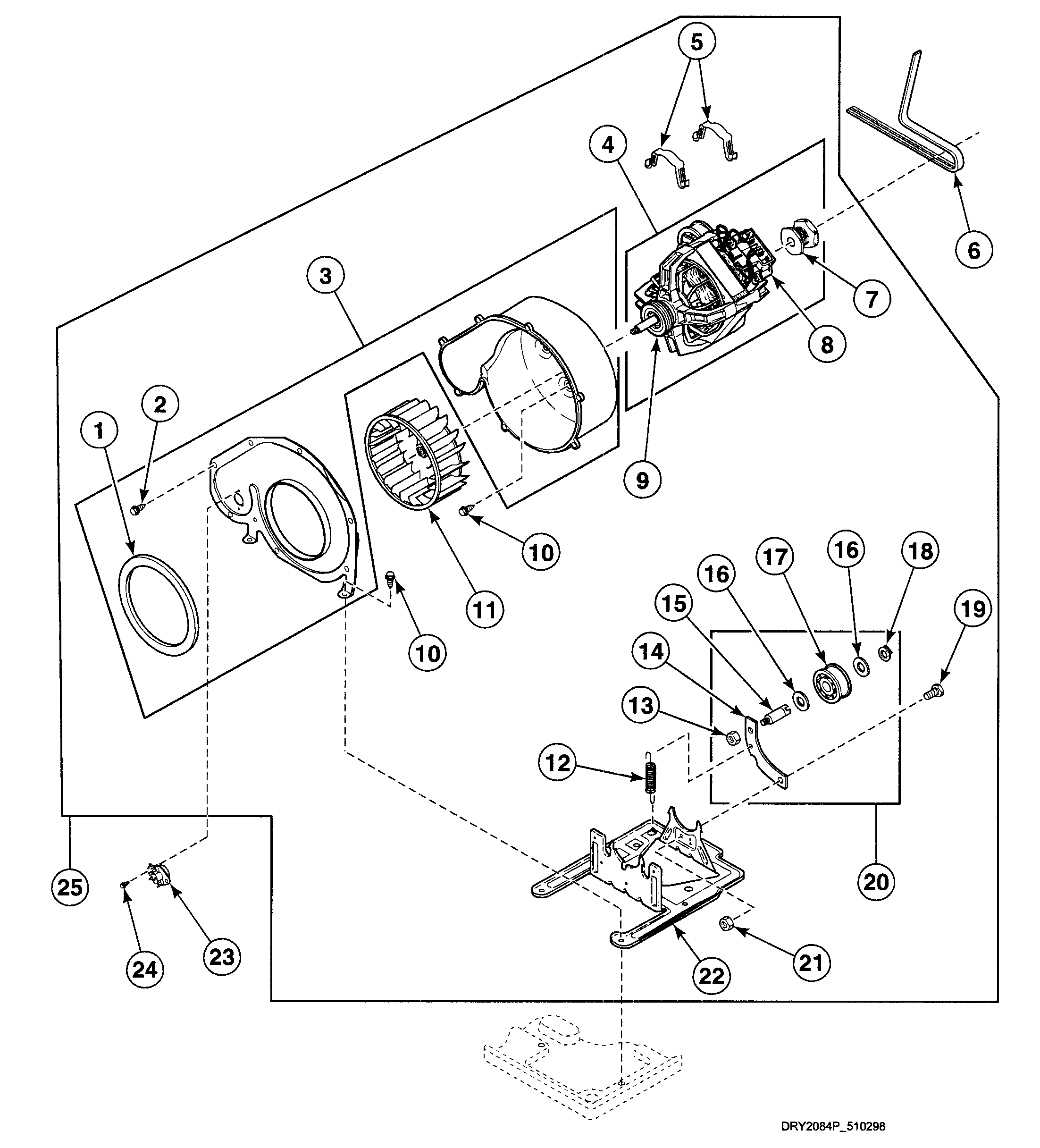 Speed Queen SDE807QF motor assy diagram