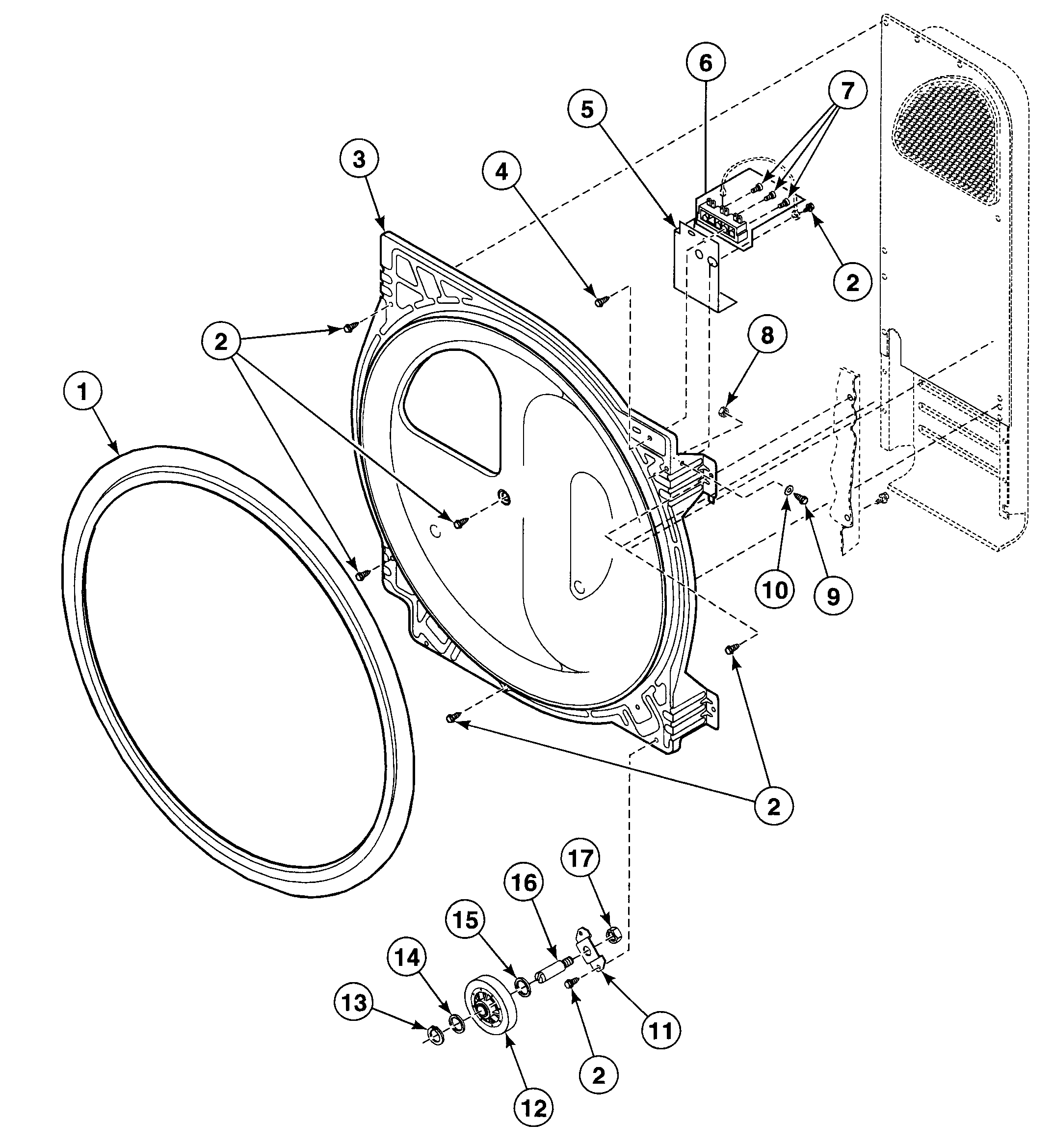 Speed Queen SDE807WF1500 roller assy diagram