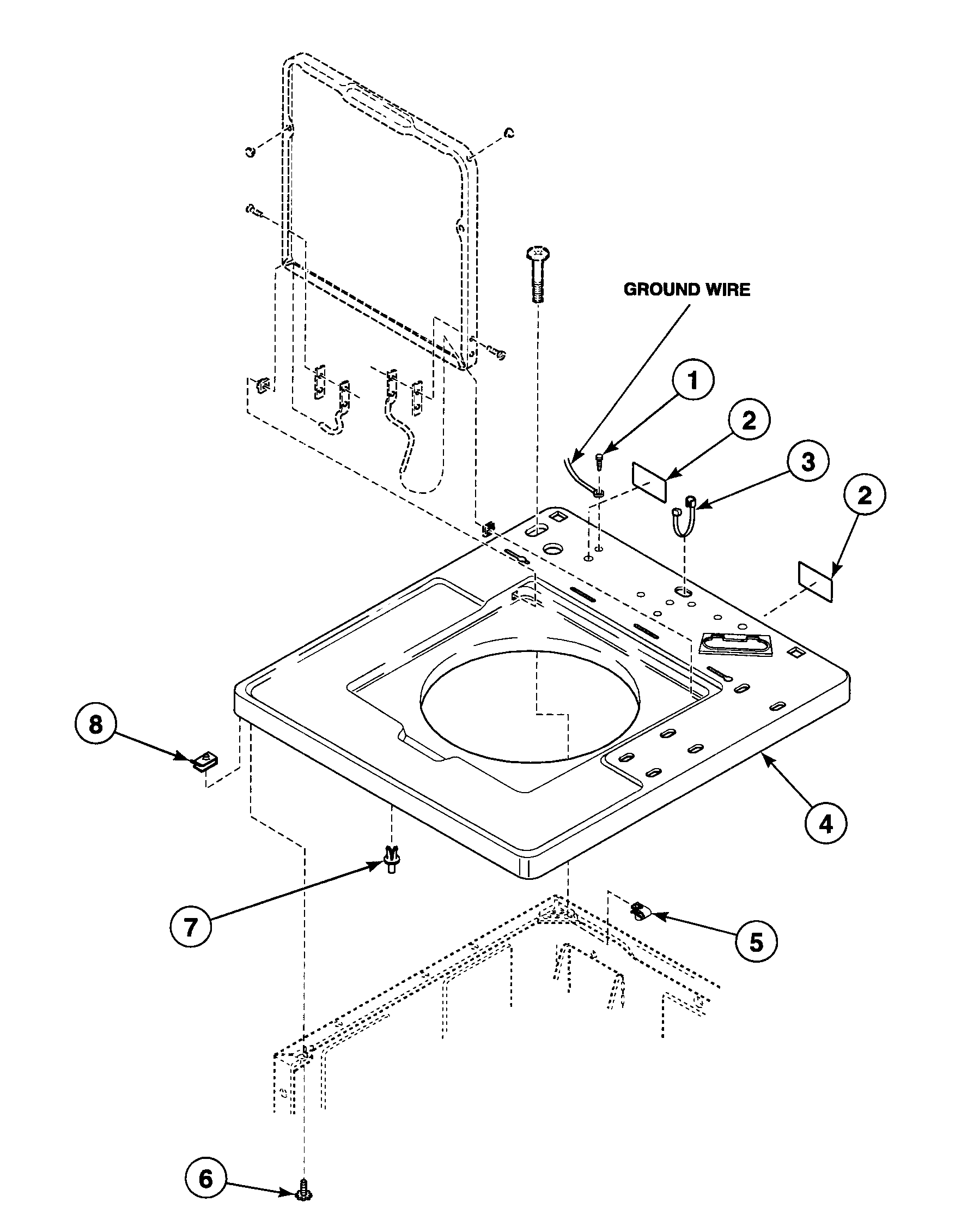 Speed Queen SWT020QM cabinet top diagram