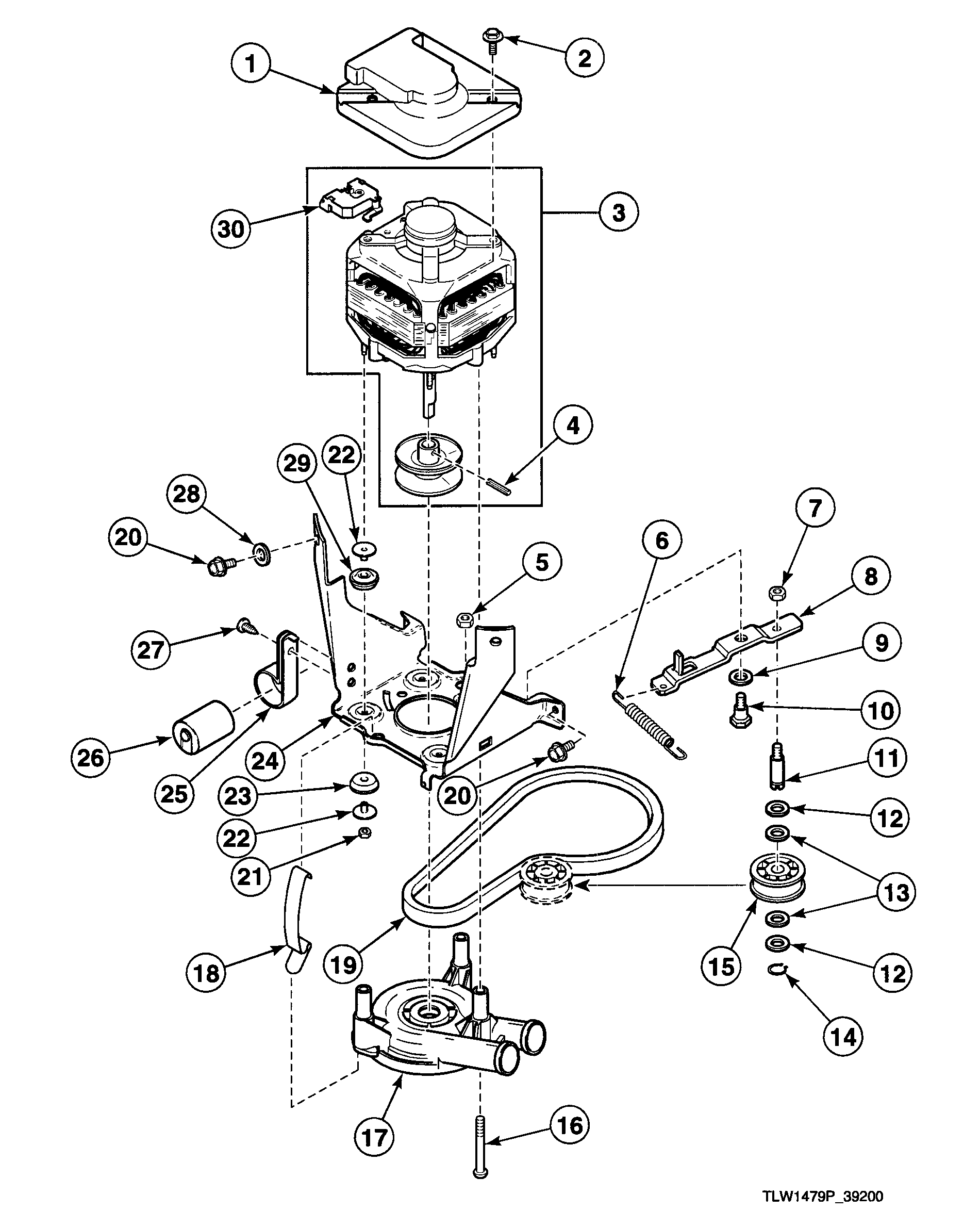 Speed Queen SWT020QM motor assy diagram