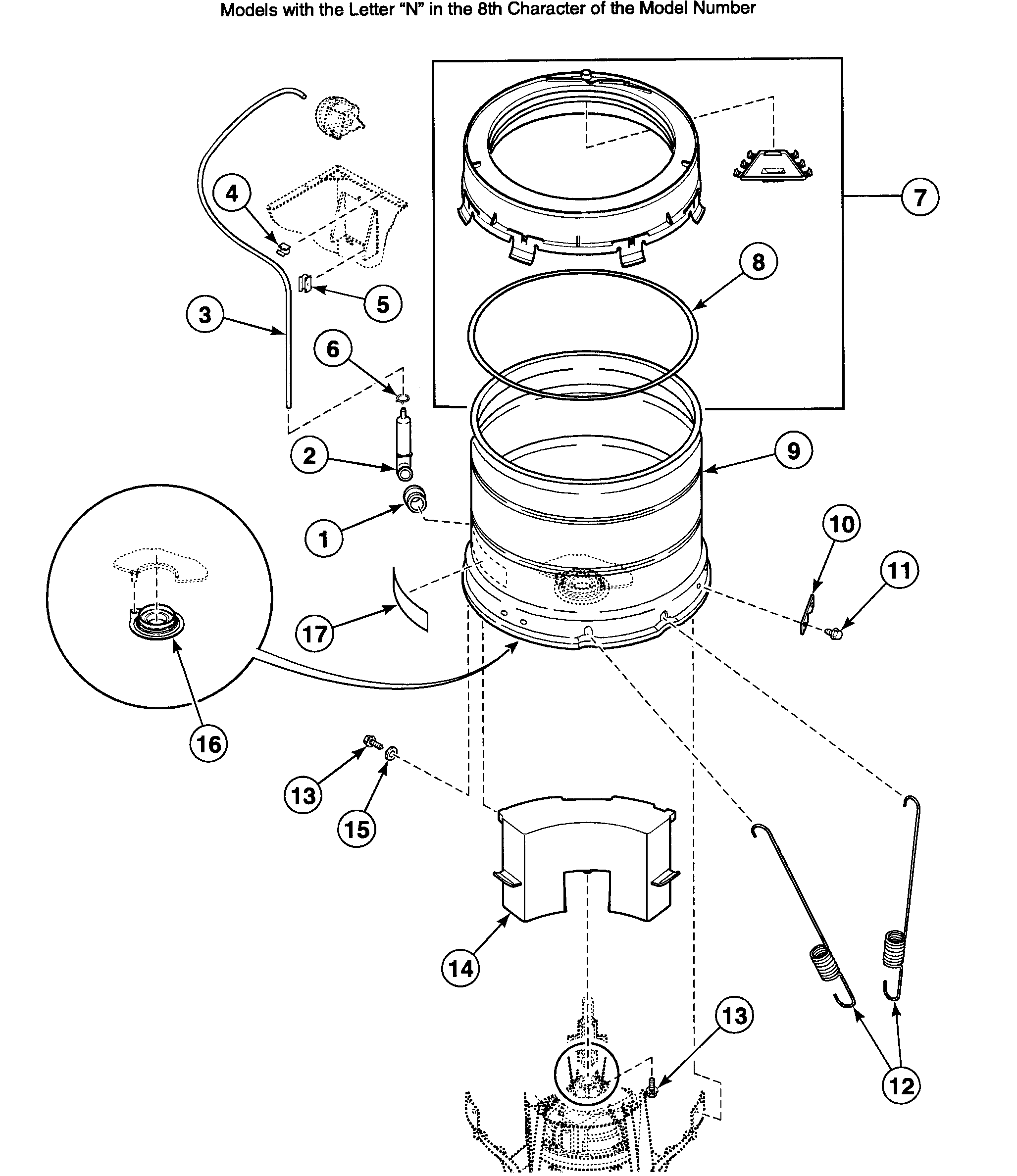 Speed Queen SWT020QM tub assy 1 diagram