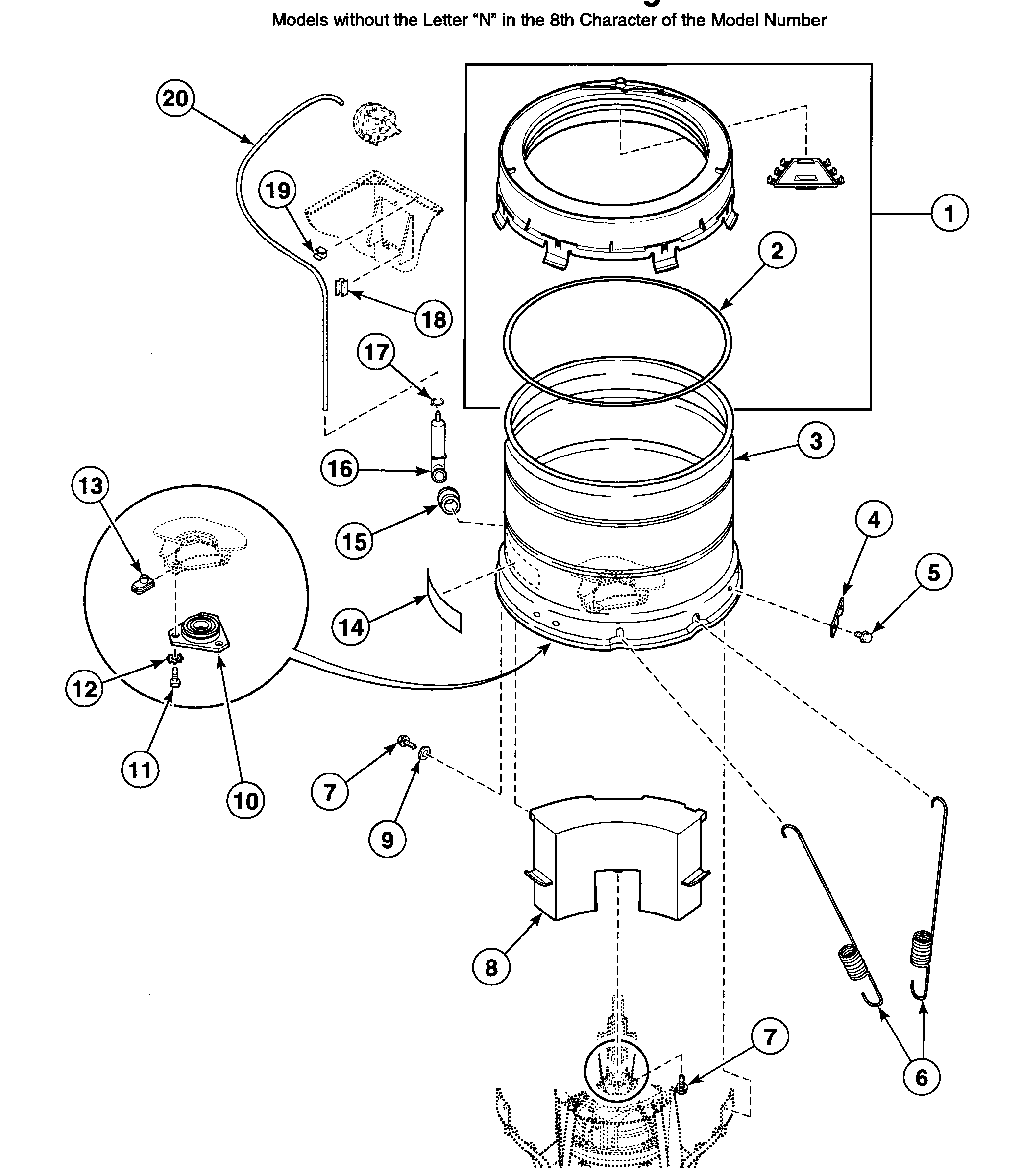 Speed Queen SWT020QM tub assy 2 diagram