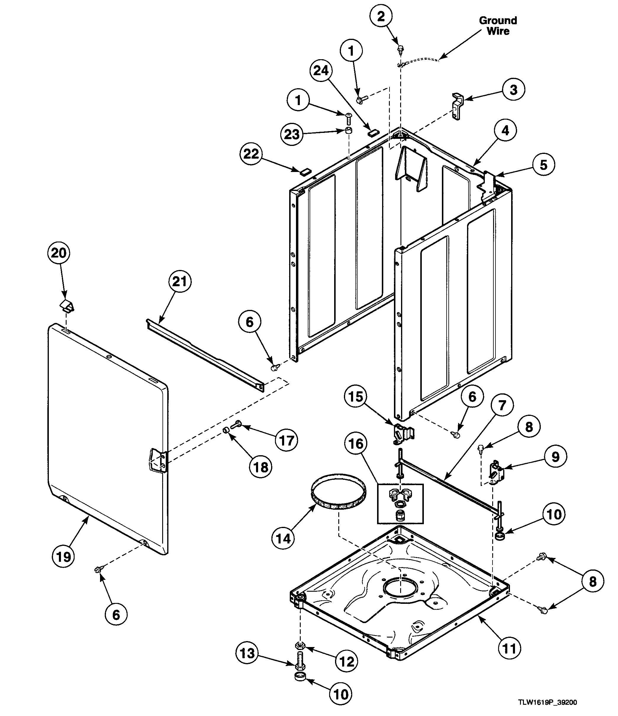 Speed Queen SWT020QM cabinet assy diagram