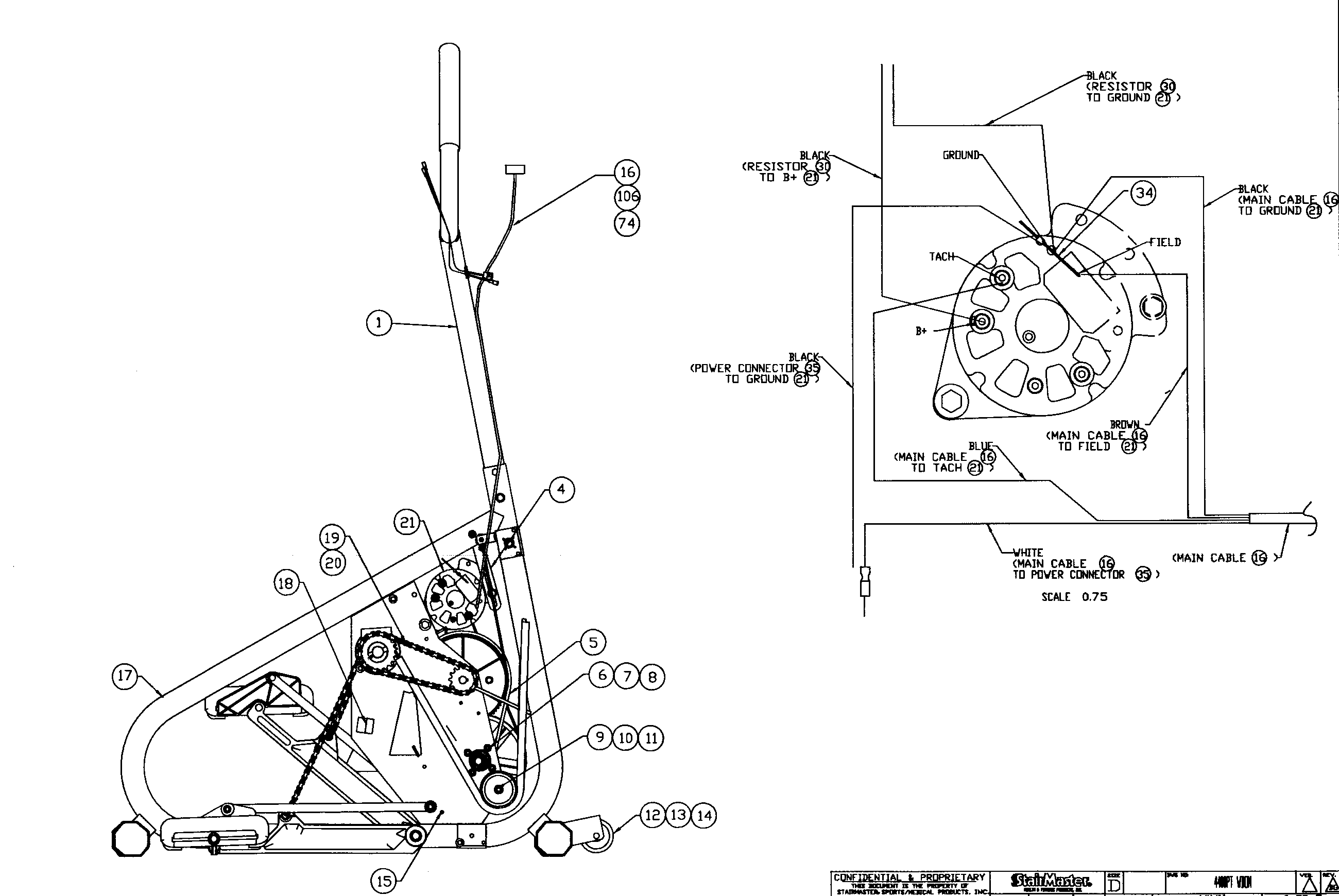 StairMaster 4400PT transmission 1 diagram