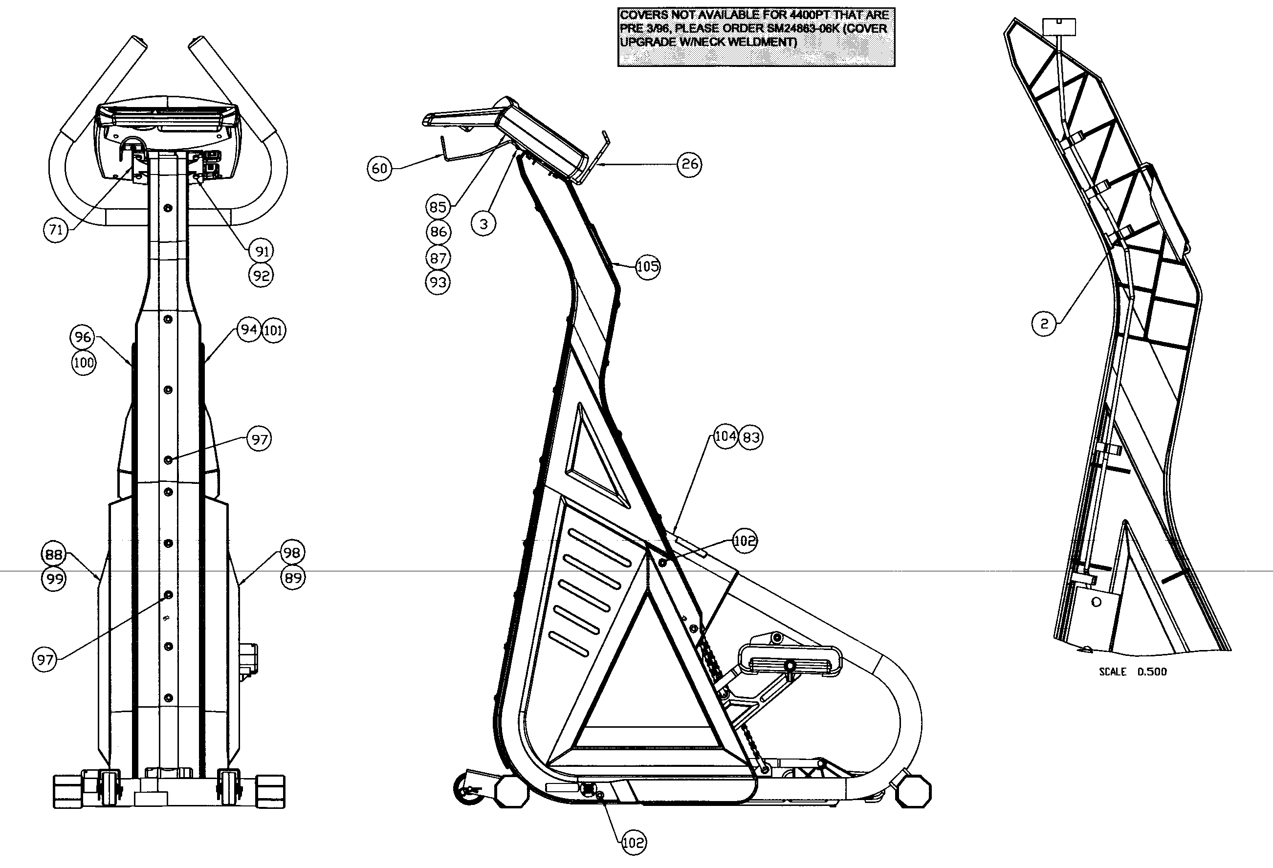 StairMaster 4400PT frame assy diagram