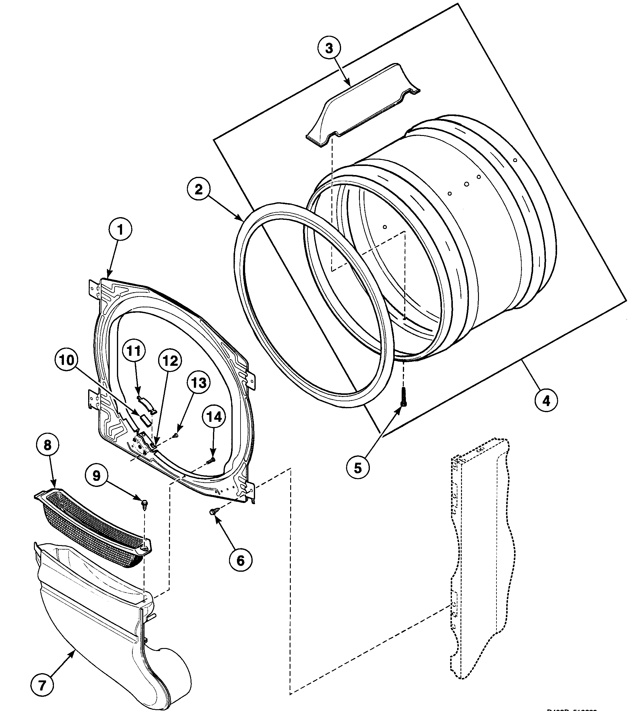 Speed Queen SDE107WF cylinder assy diagram