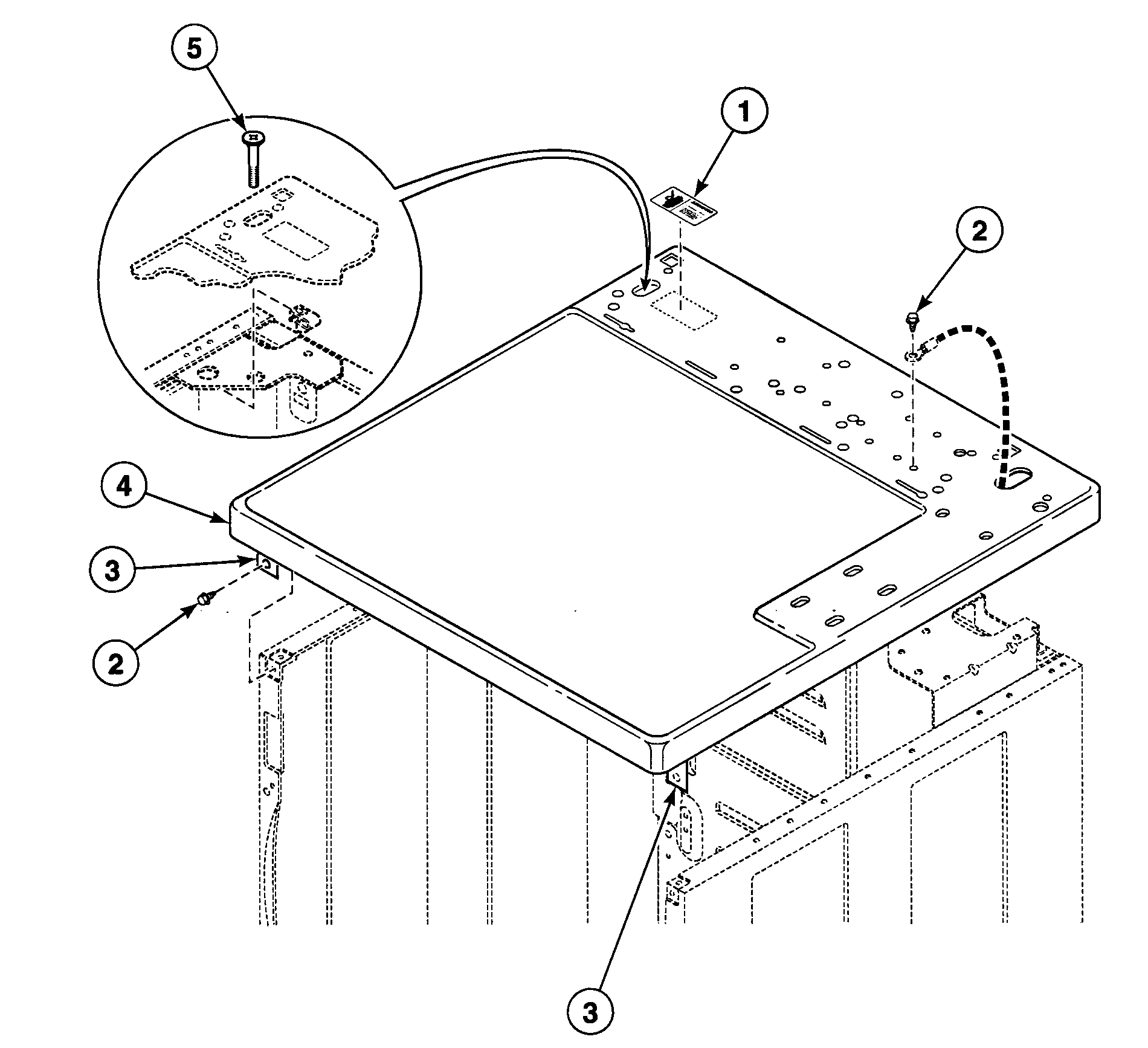 Speed Queen SDE107WF99L6 cabinet top diagram