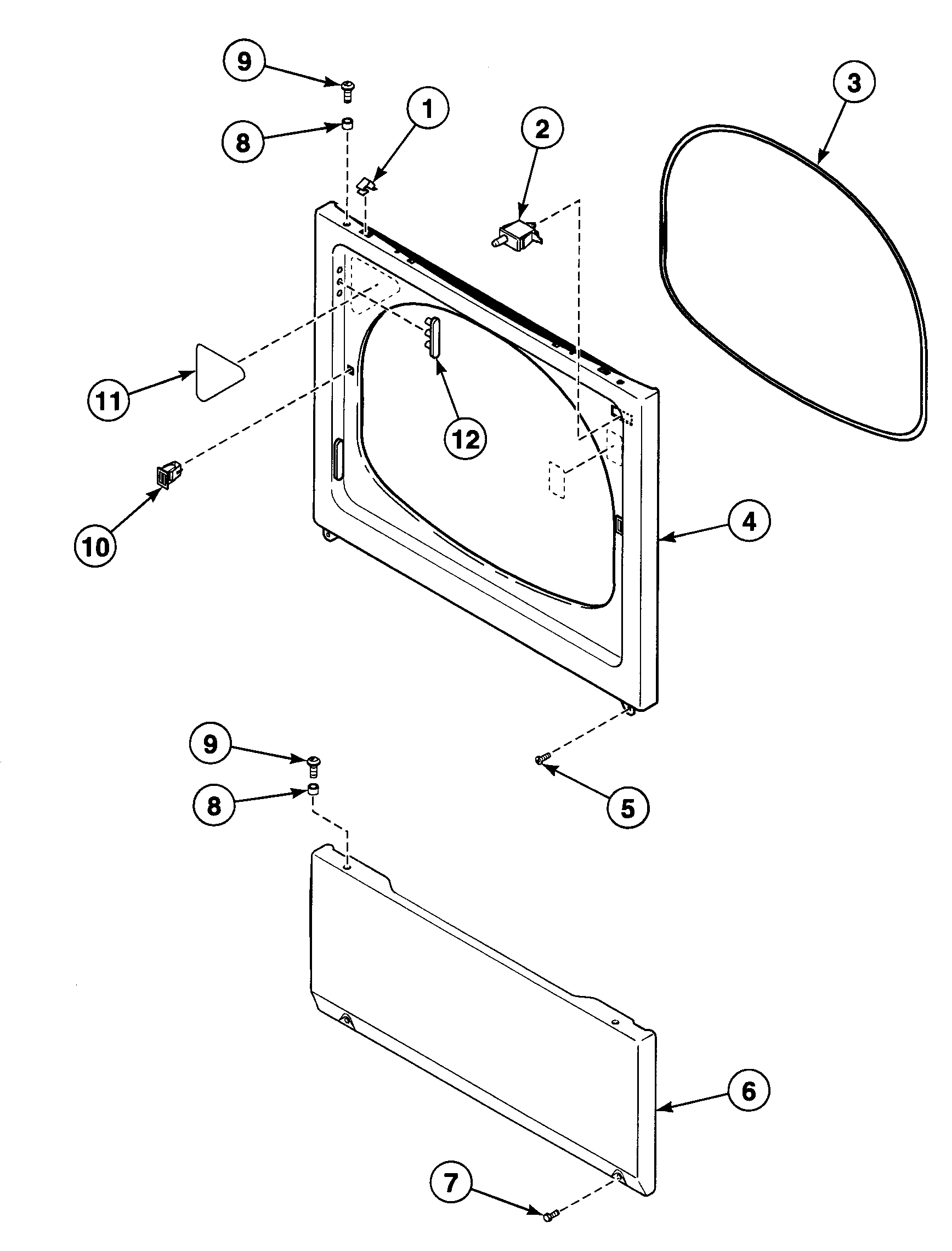 Speed Queen SDE107WF99L6 front panel diagram