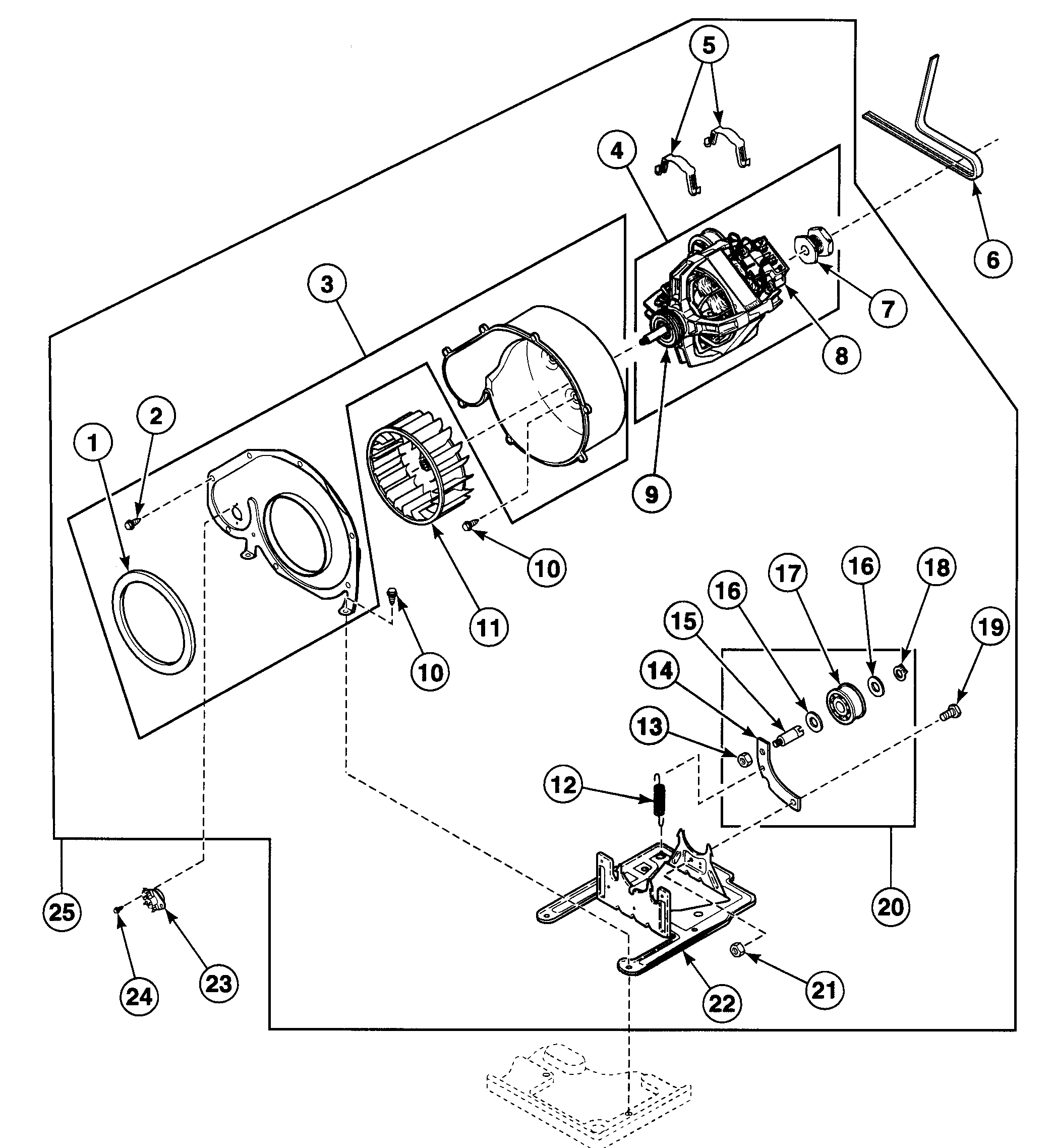 Speed Queen SDE107QF99L7 motor assy diagram