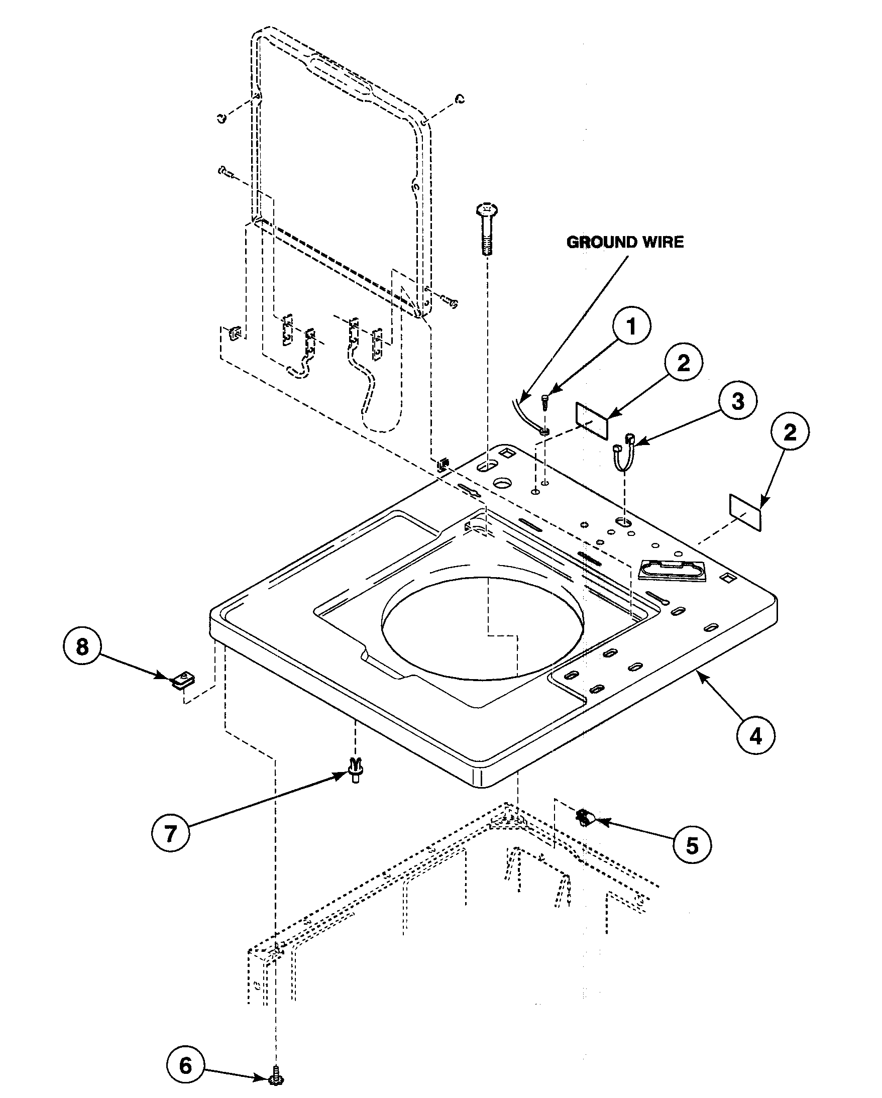 Speed Queen SWT820LN cabinet top diagram