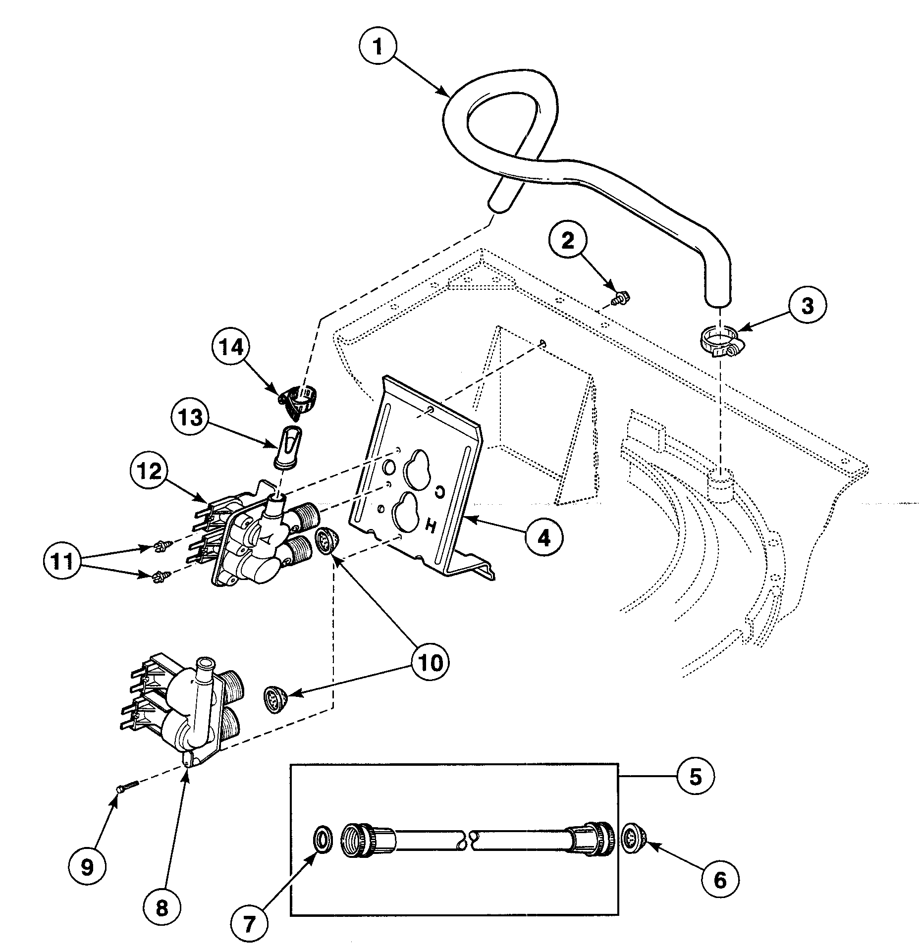 Speed Queen SWT820LN valve assy diagram