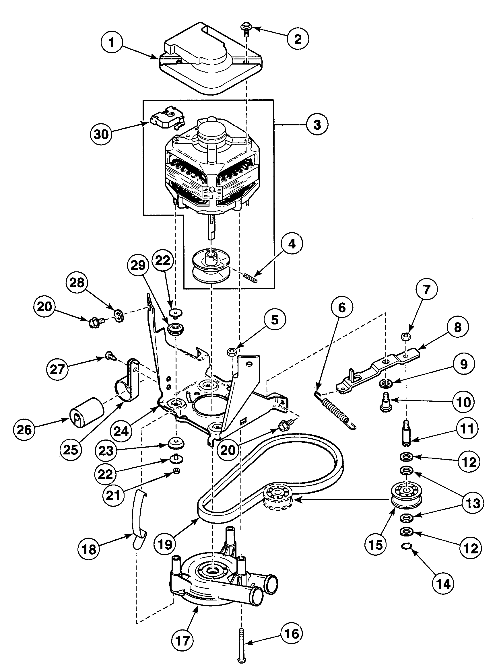 Speed Queen SWT820LN motor assy diagram