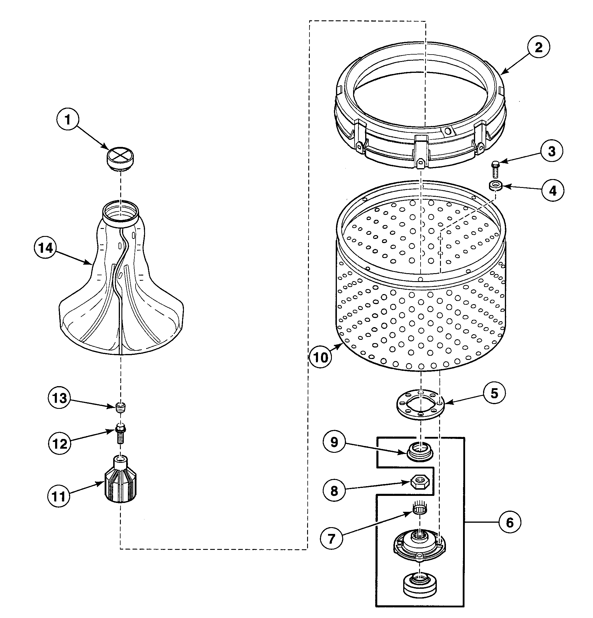 Speed Queen SWT820LN washtub assy diagram