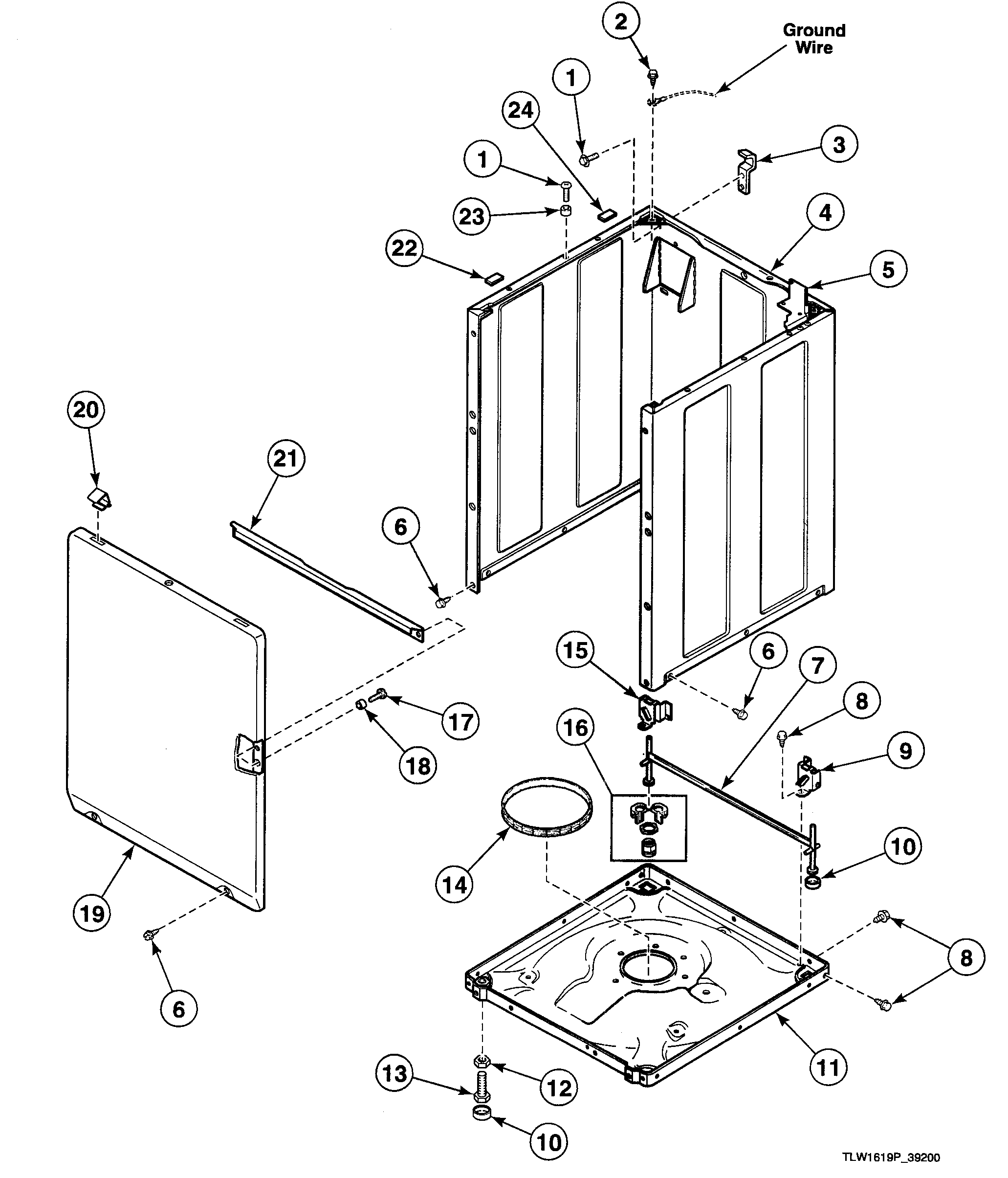 Speed Queen SWT820LN cabinet assy diagram