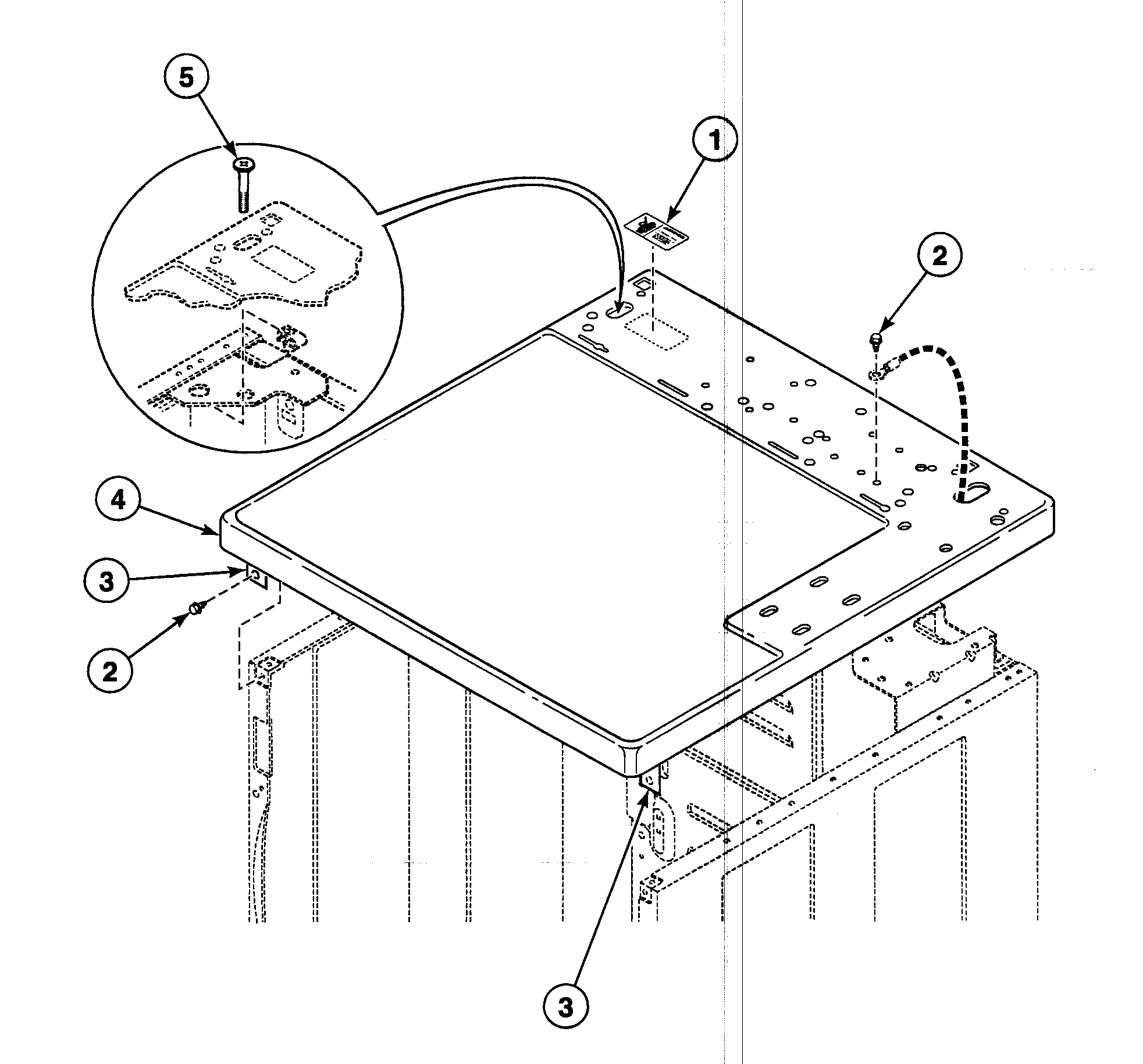 Speed Queen SDE307LF cabinet top diagram