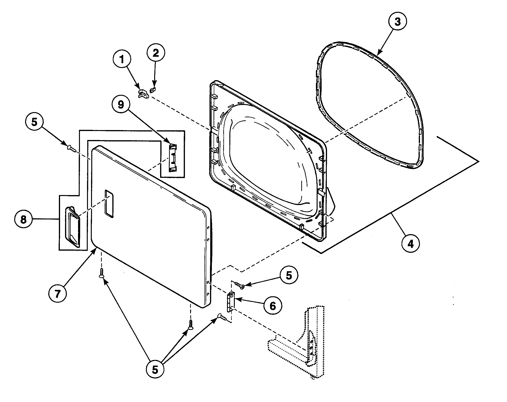 Speed Queen SDE307LF door assy diagram