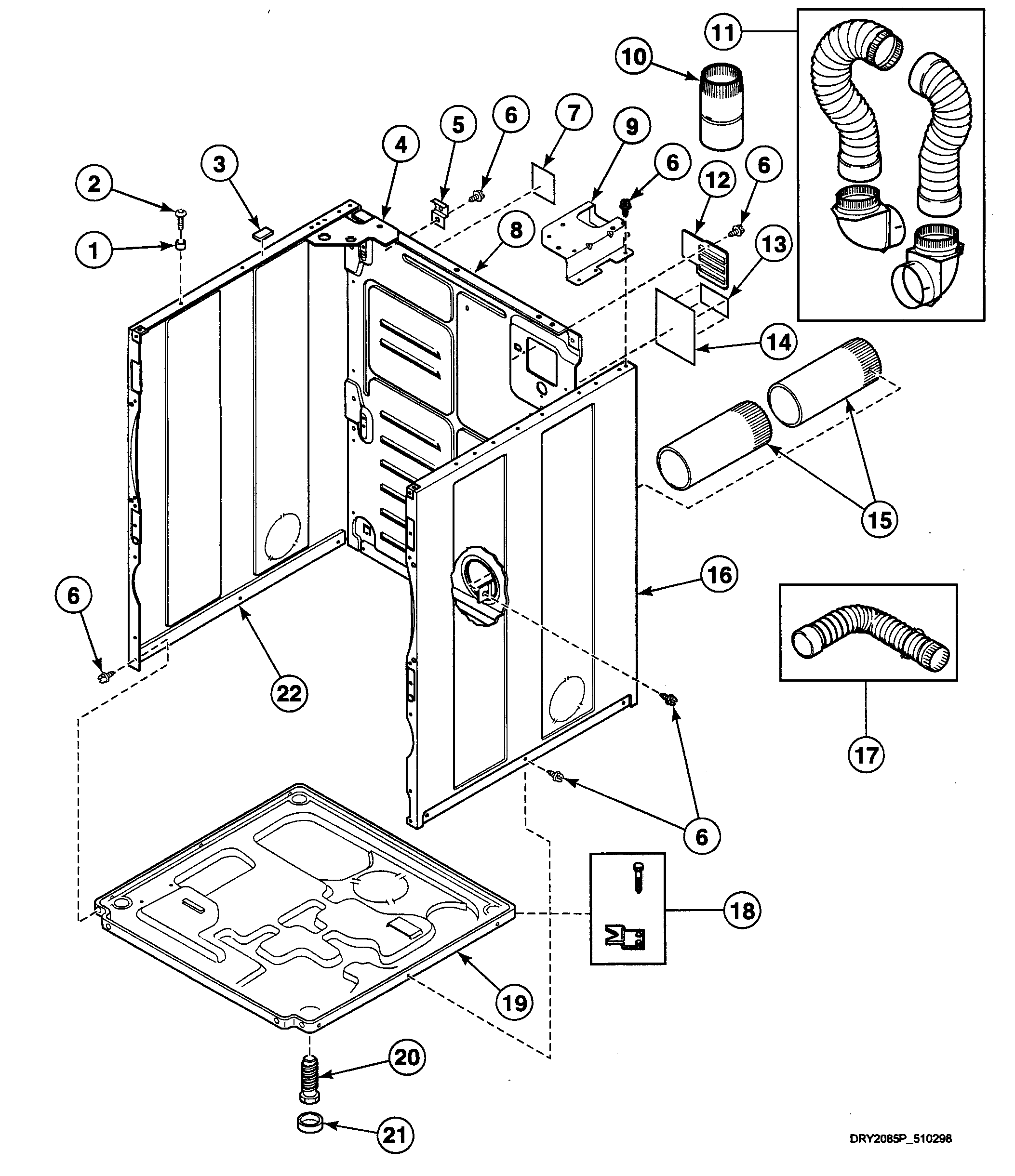 Speed Queen SDE307LF cabinet assy diagram
