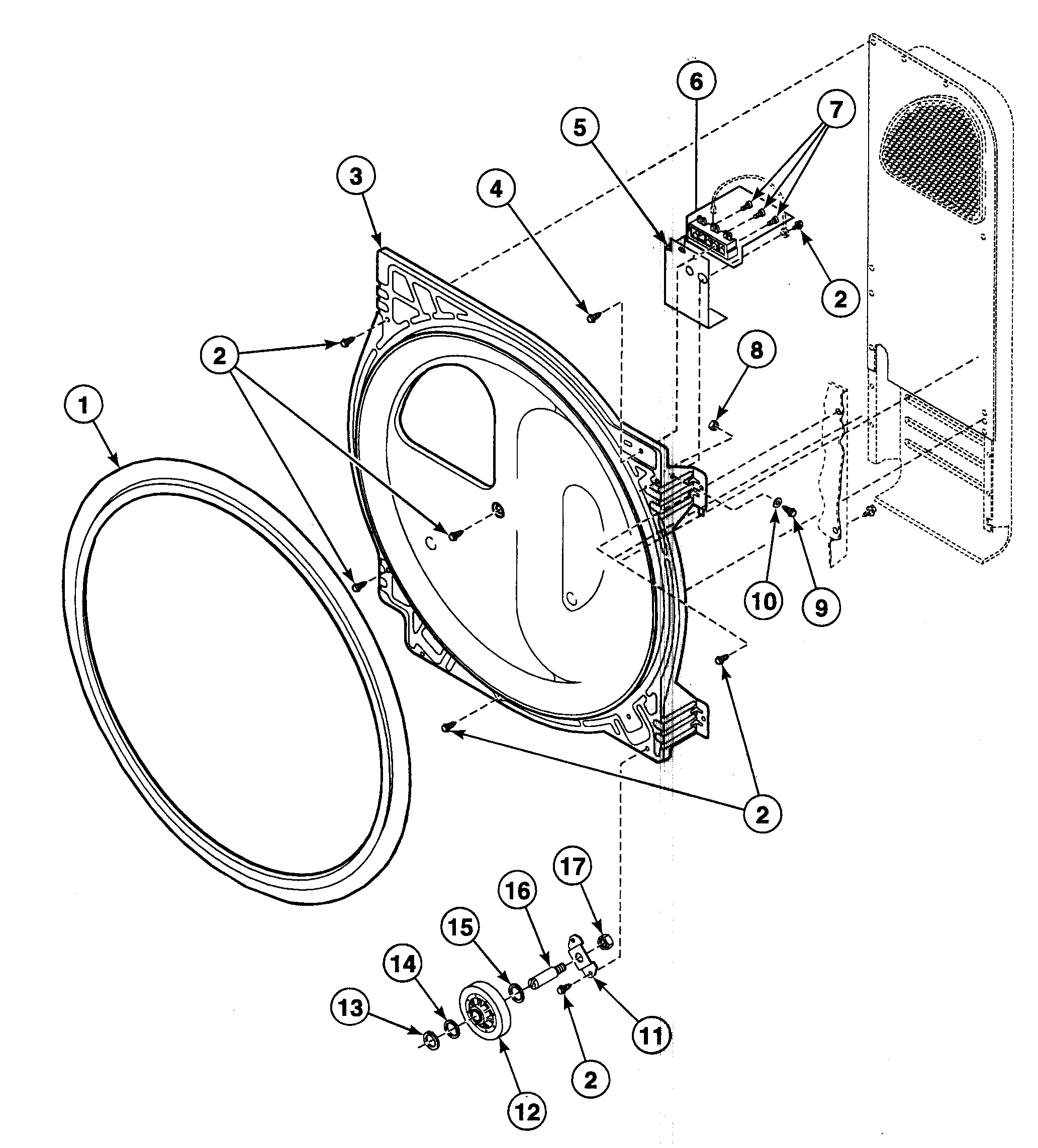 Speed Queen SDE307QF1500 roller assy diagram