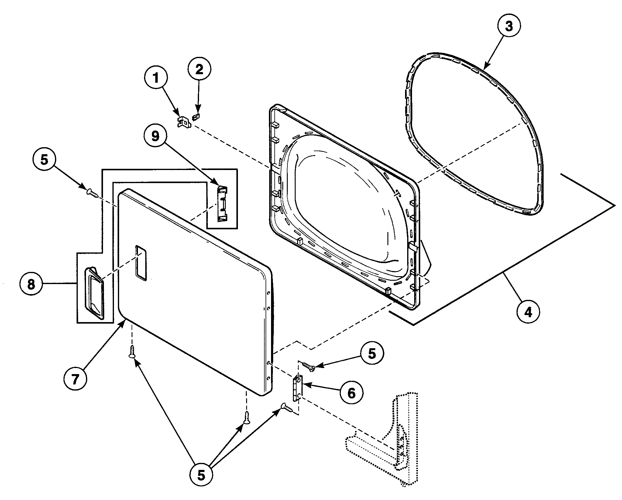 Speed Queen SDEC07QJ door assy diagram