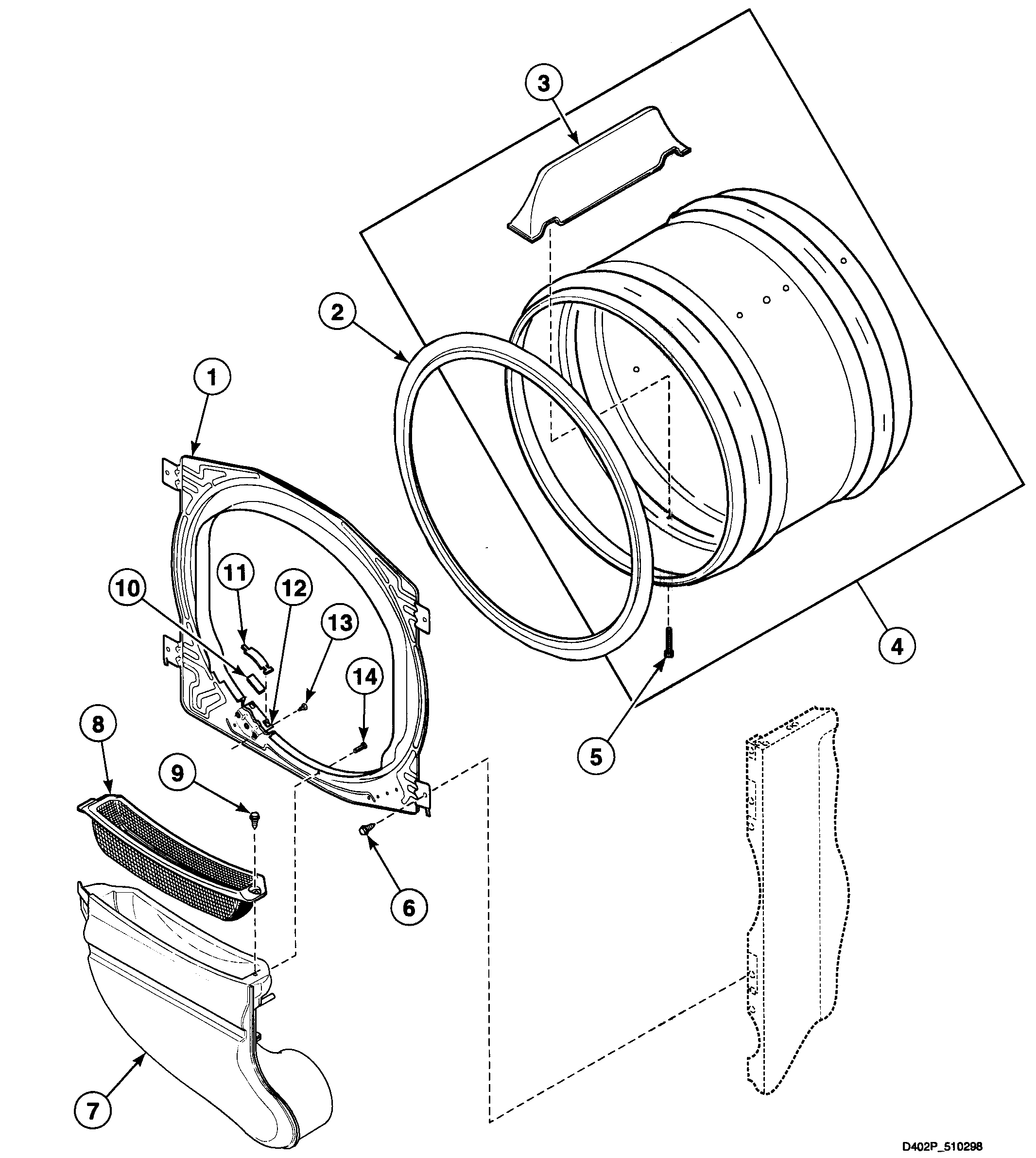 Speed Queen SDEC07QJ cylinder assy diagram