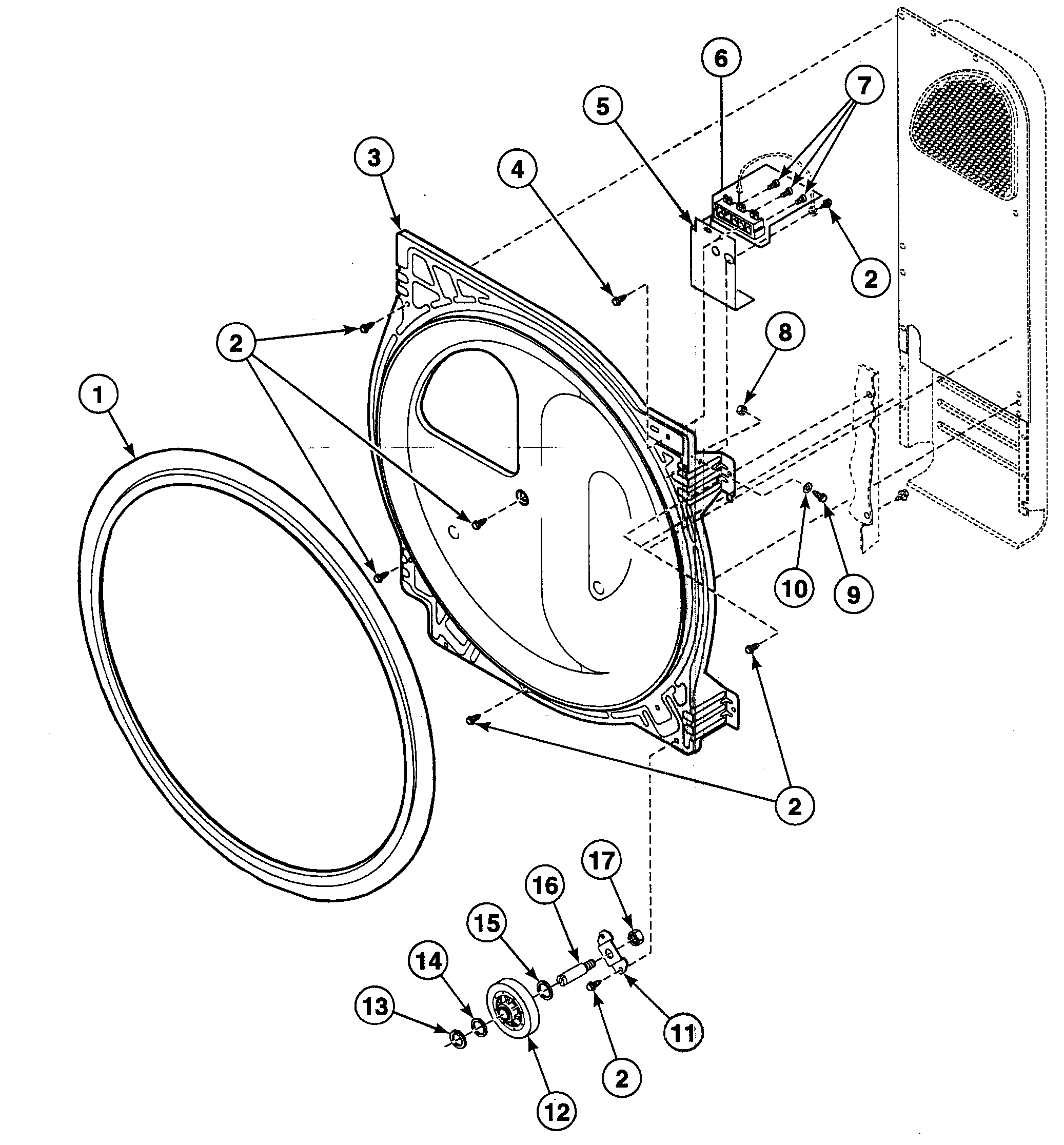 Speed Queen SDEC07QJ roller assy diagram