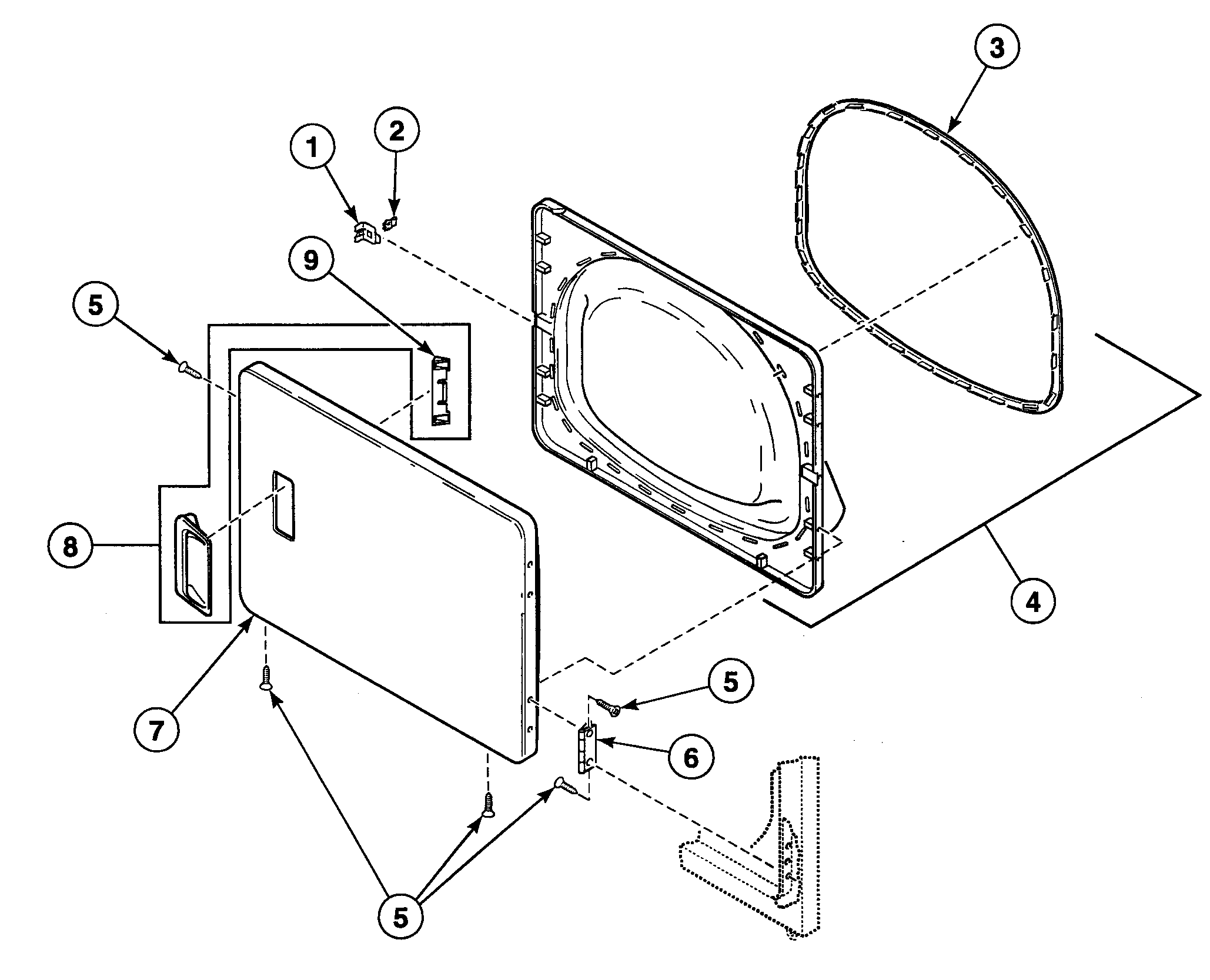 Speed Queen SDEB07QJ1500 door assy diagram