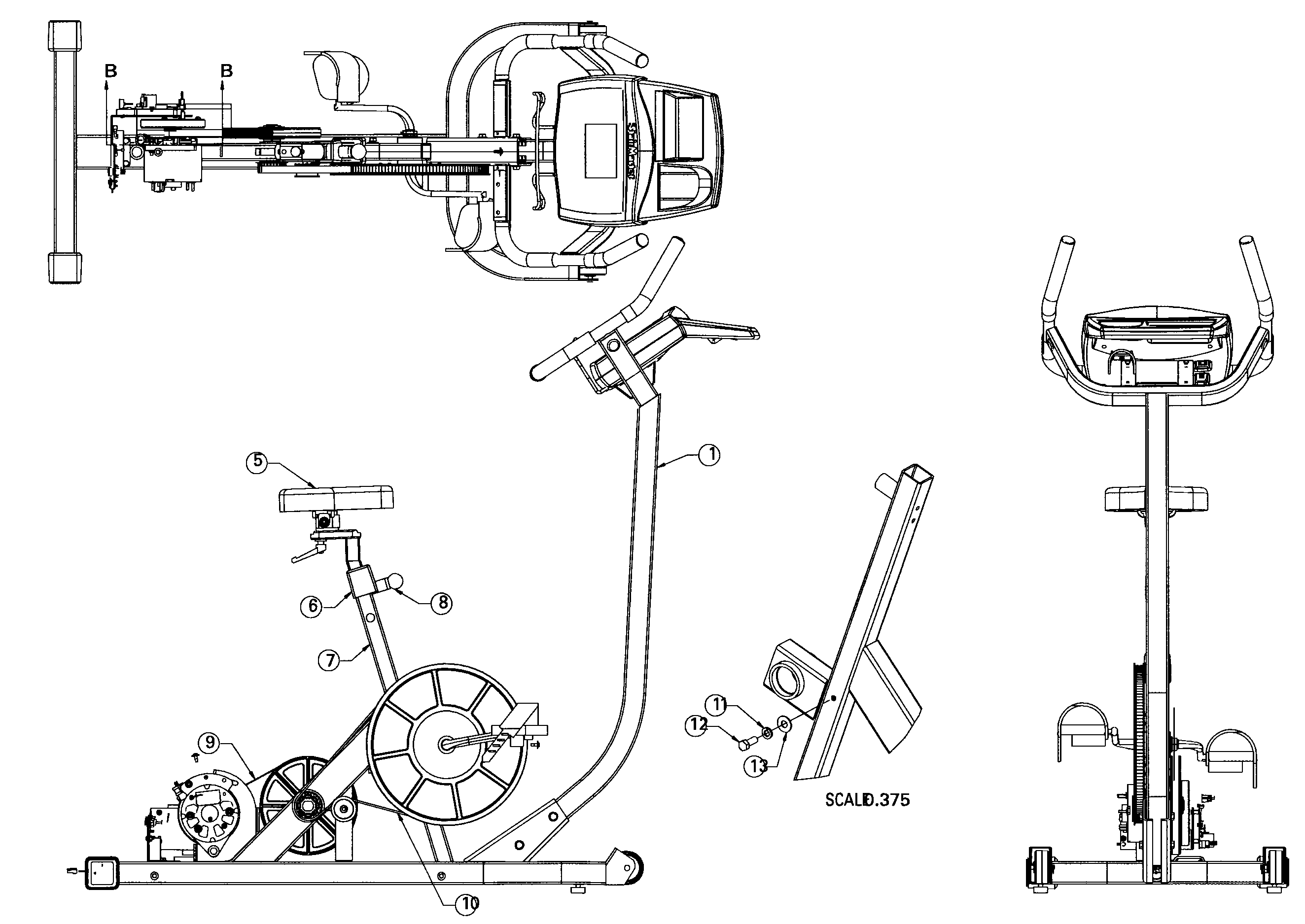 StairMaster 3400CE frame 1 assy diagram