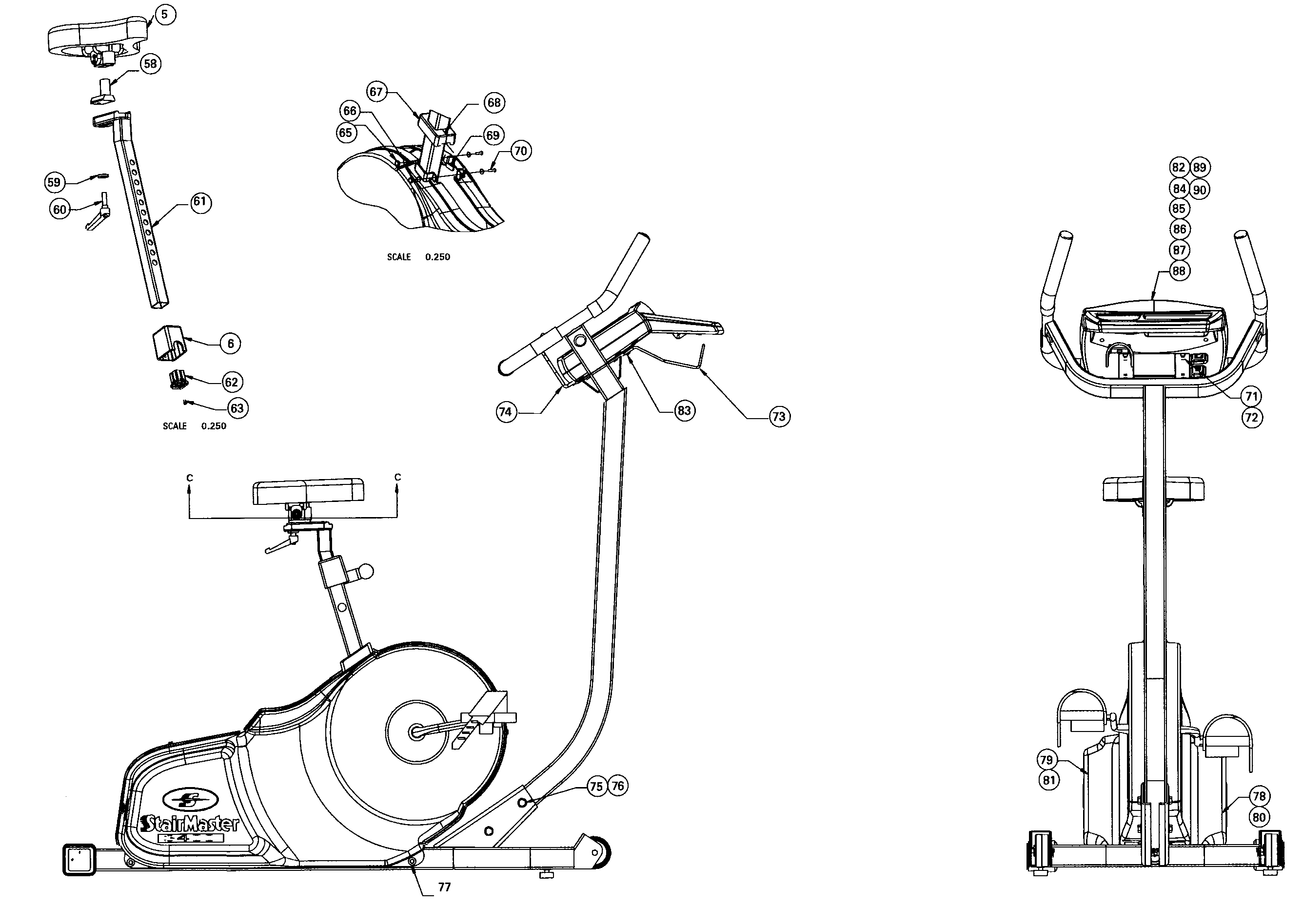 StairMaster 3400CE frame 2 assy diagram