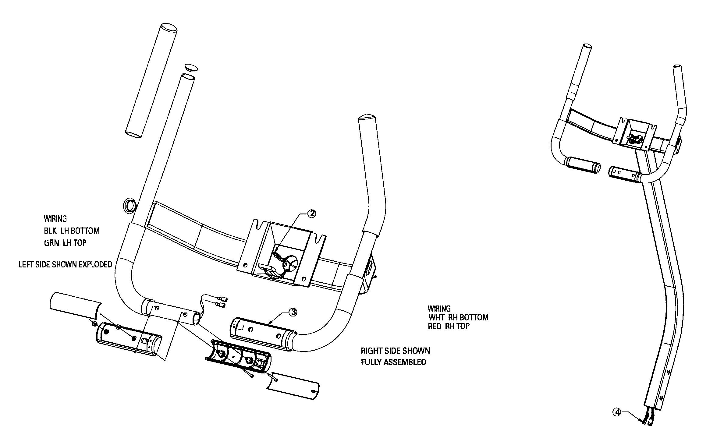 StairMaster 3400CE handle assy diagram