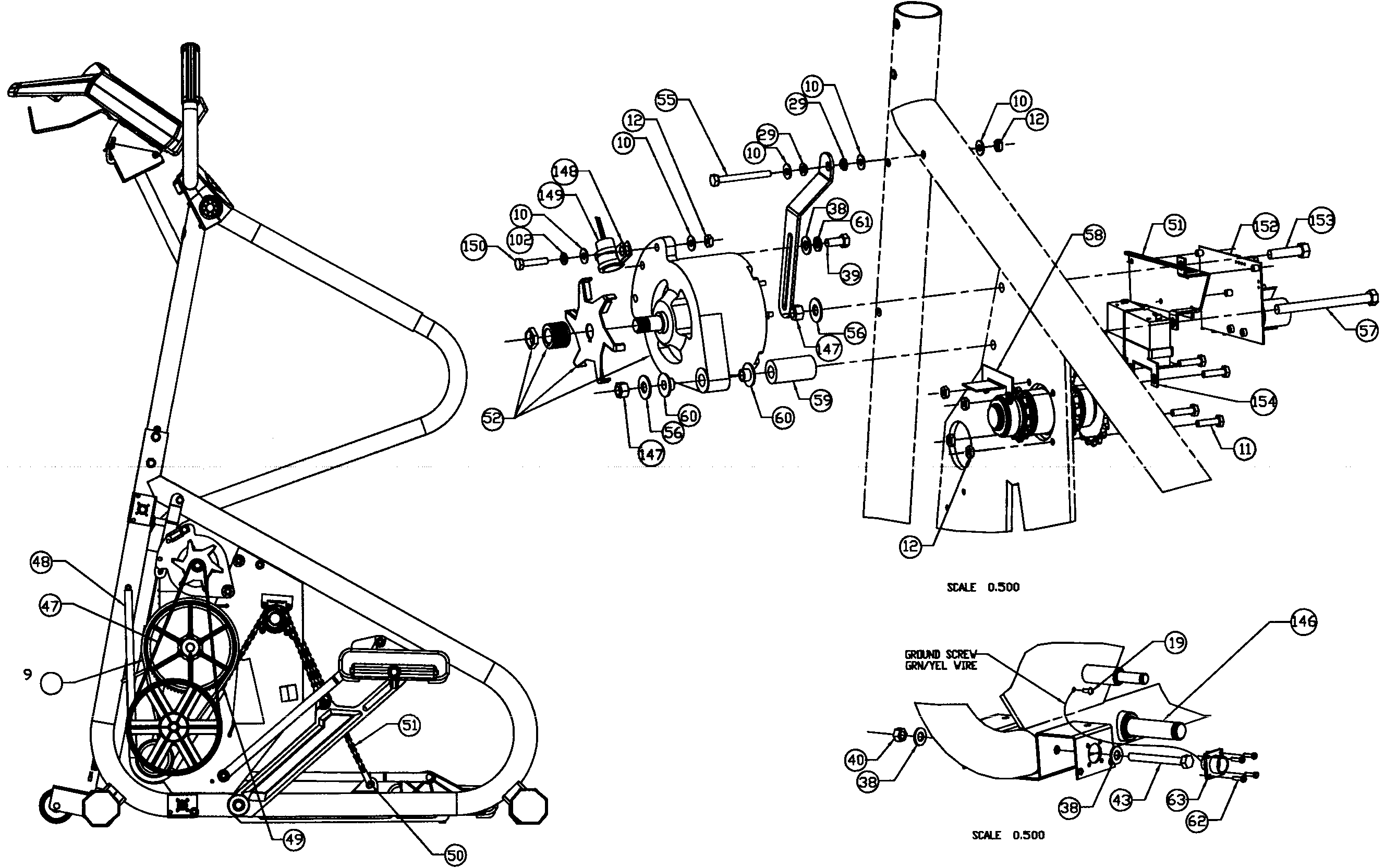 StairMaster 4600CL frame 3 assy diagram