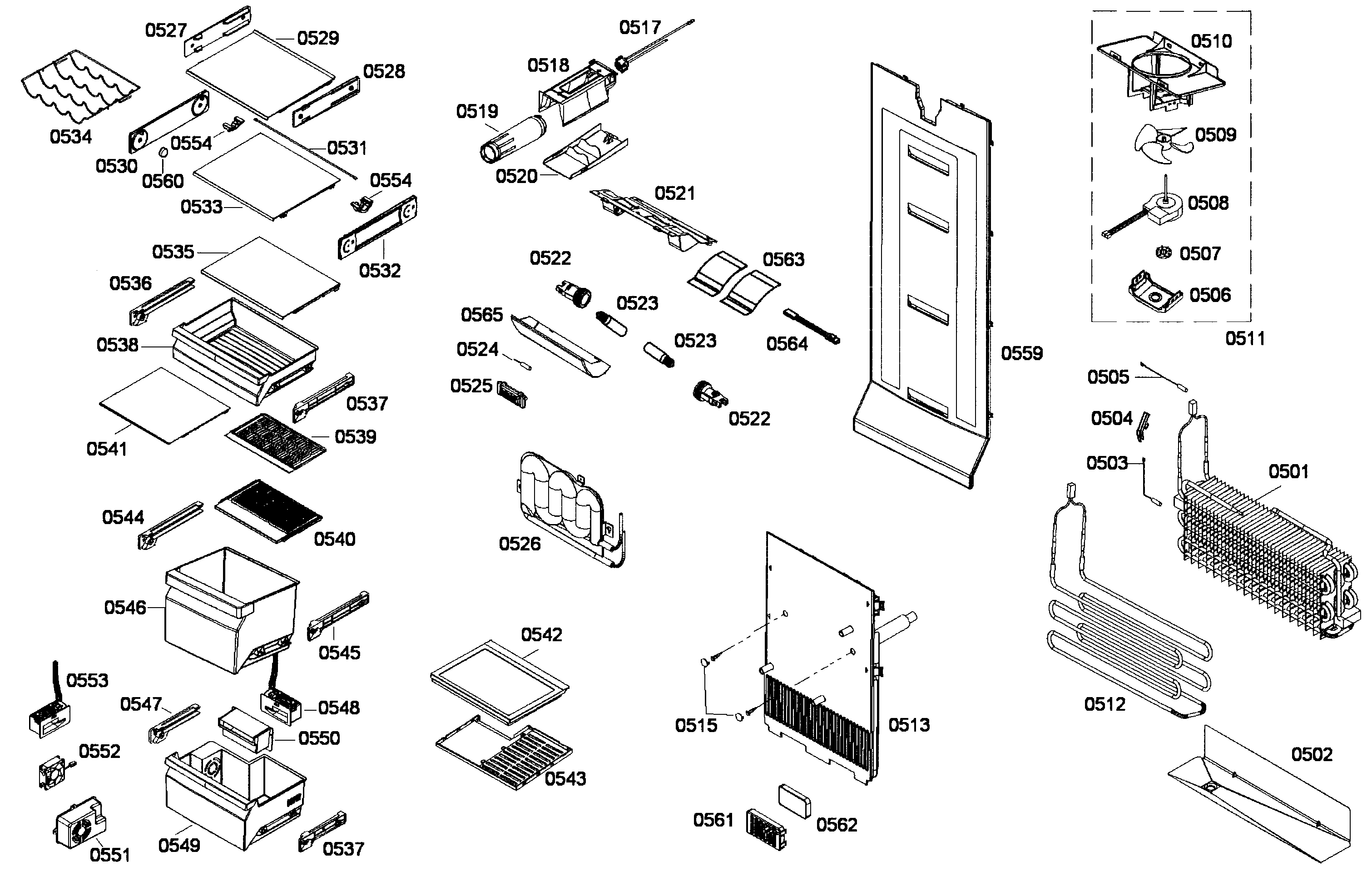 Bosch B22CS50SNB/01 refrig assy diagram