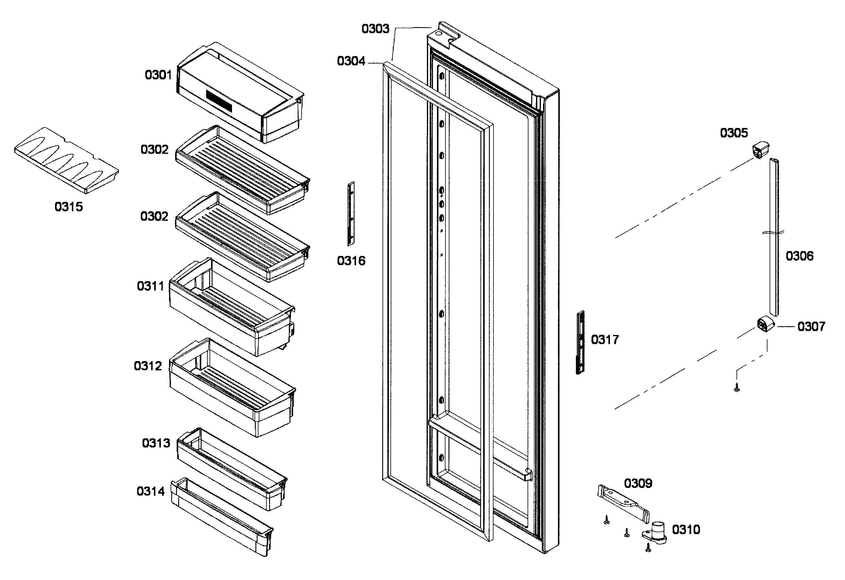 Bosch B22CS50SNS/01 refrig door diagram