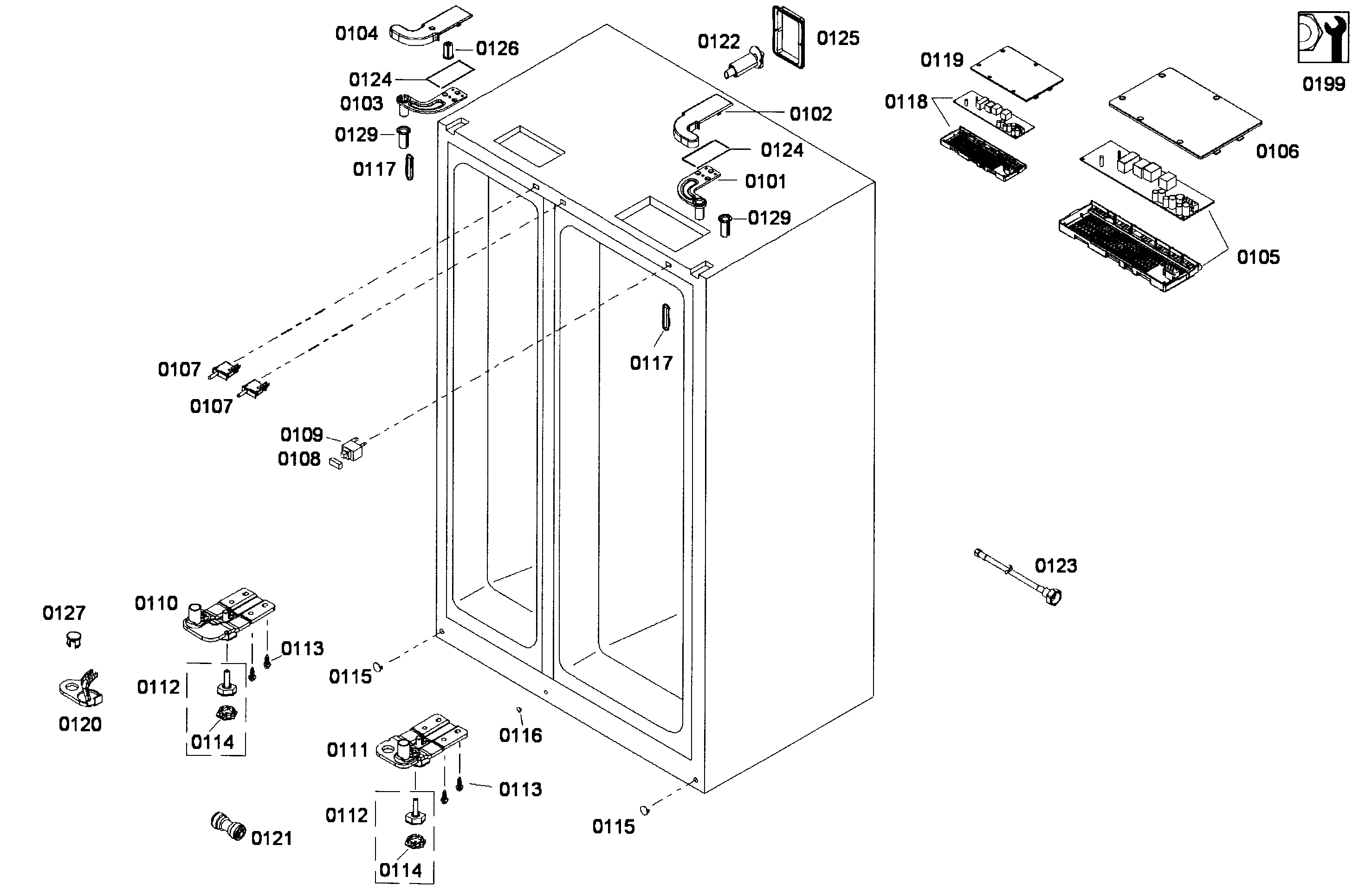 Bosch B22CS50SNW/01 cabinet parts diagram