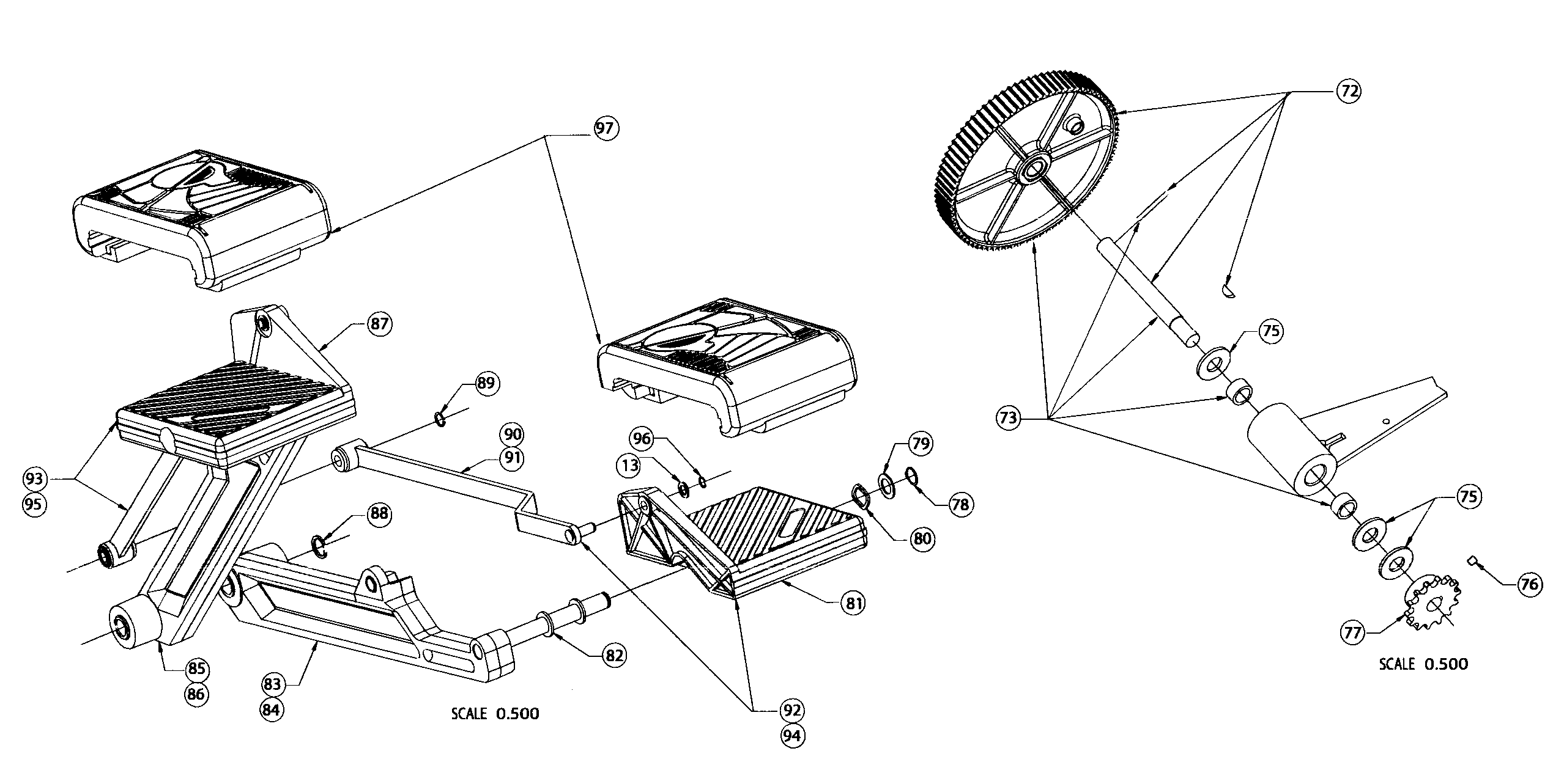 StairMaster 4600PTSILVER pedals assy diagram