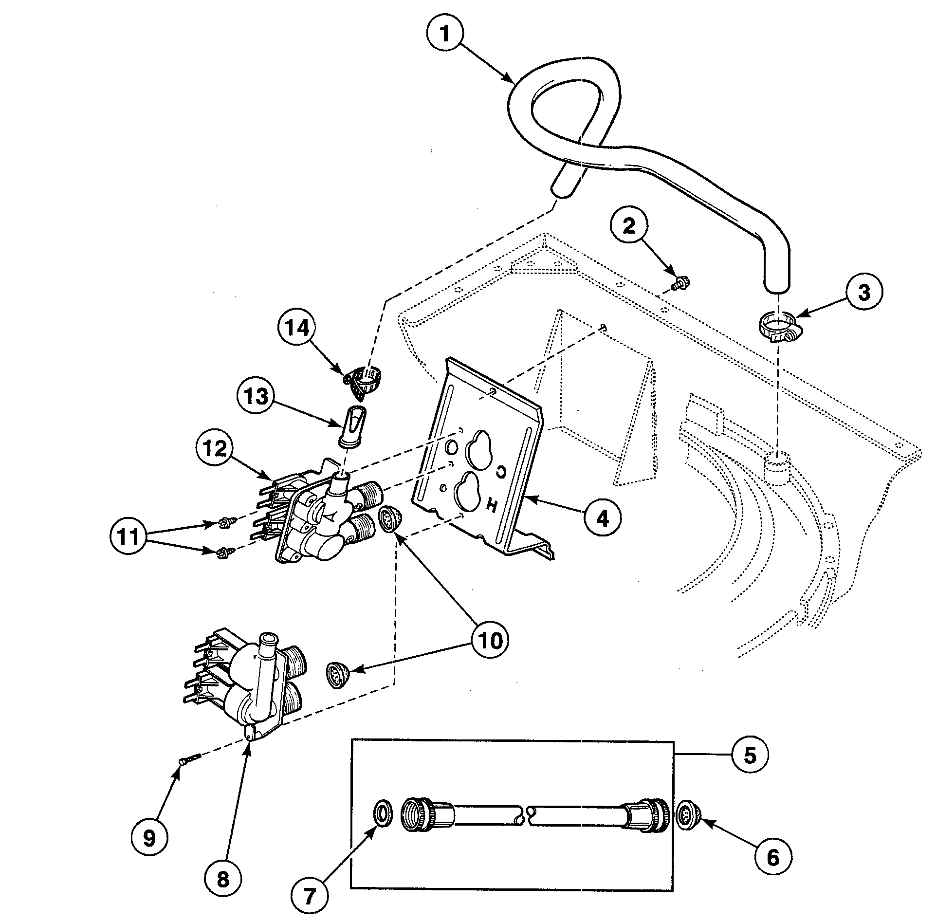 Speed Queen SWT210LA1124 mixing valve diagram