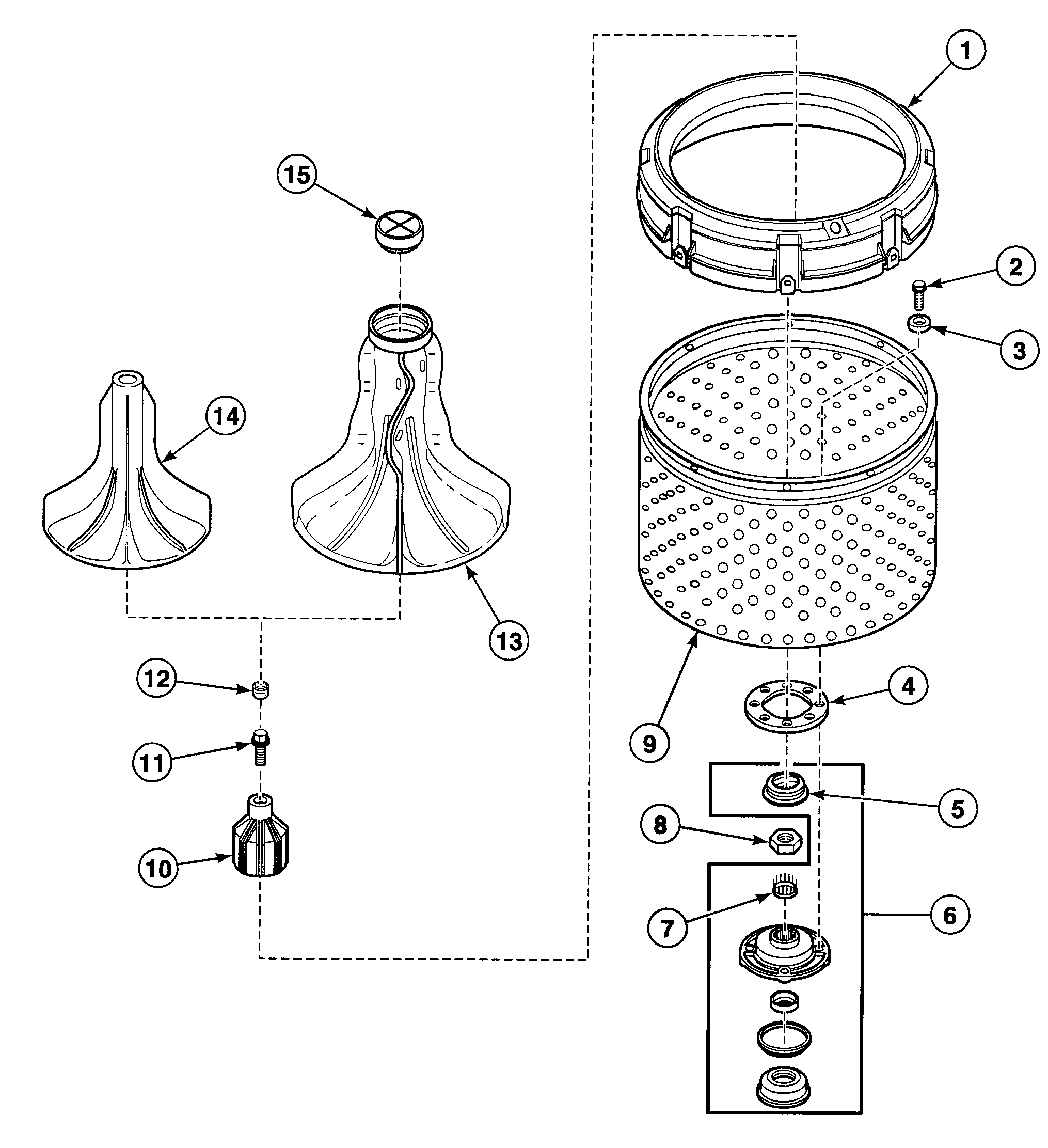 Speed Queen SWT210LA1124 washtub assy diagram