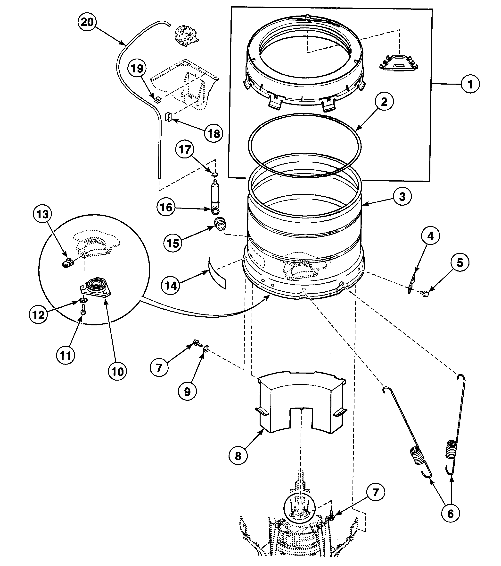 Speed Queen SWT210LA1124 outer tub diagram