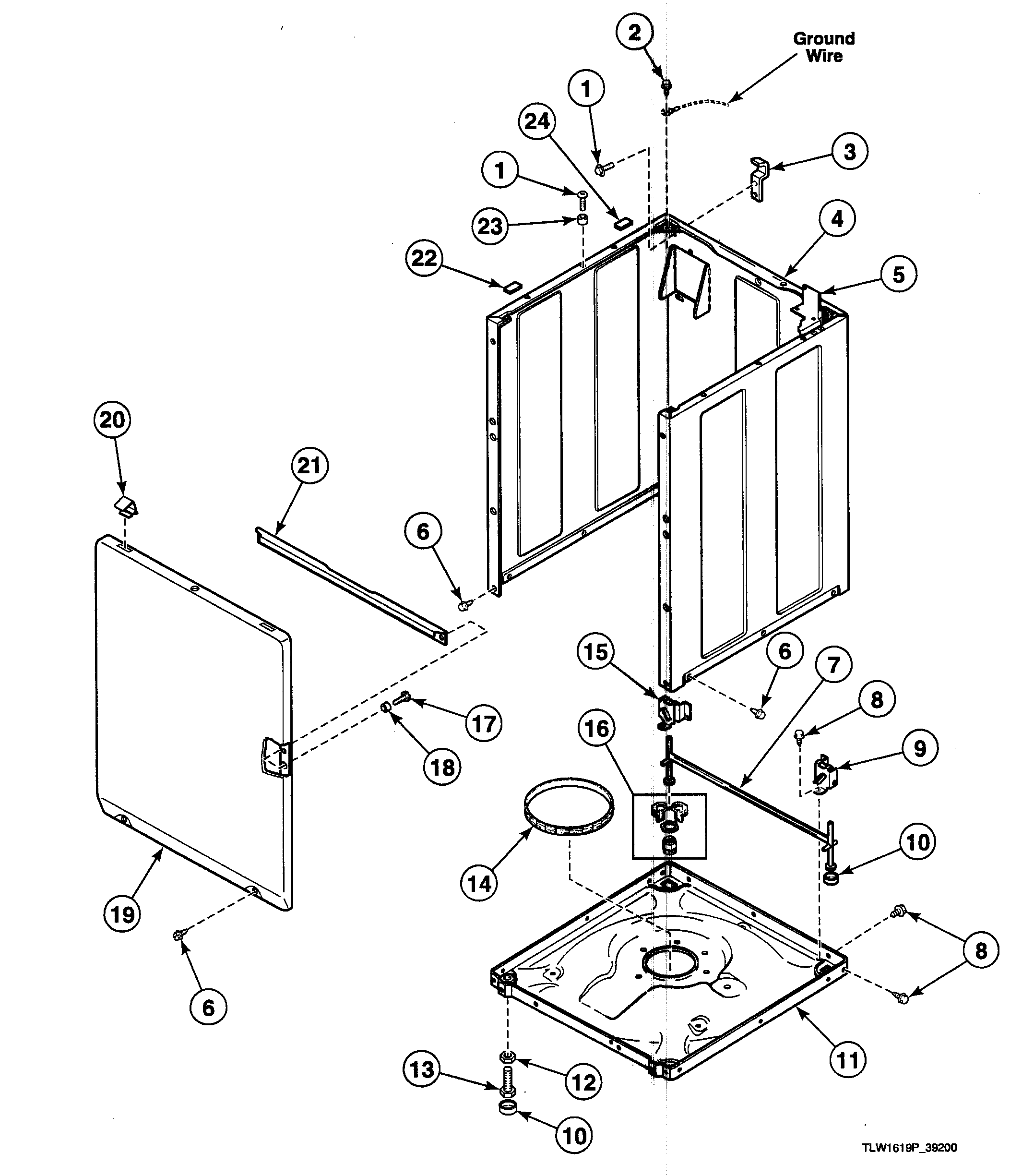 Speed Queen SWT210WN1124 cabinet assy diagram