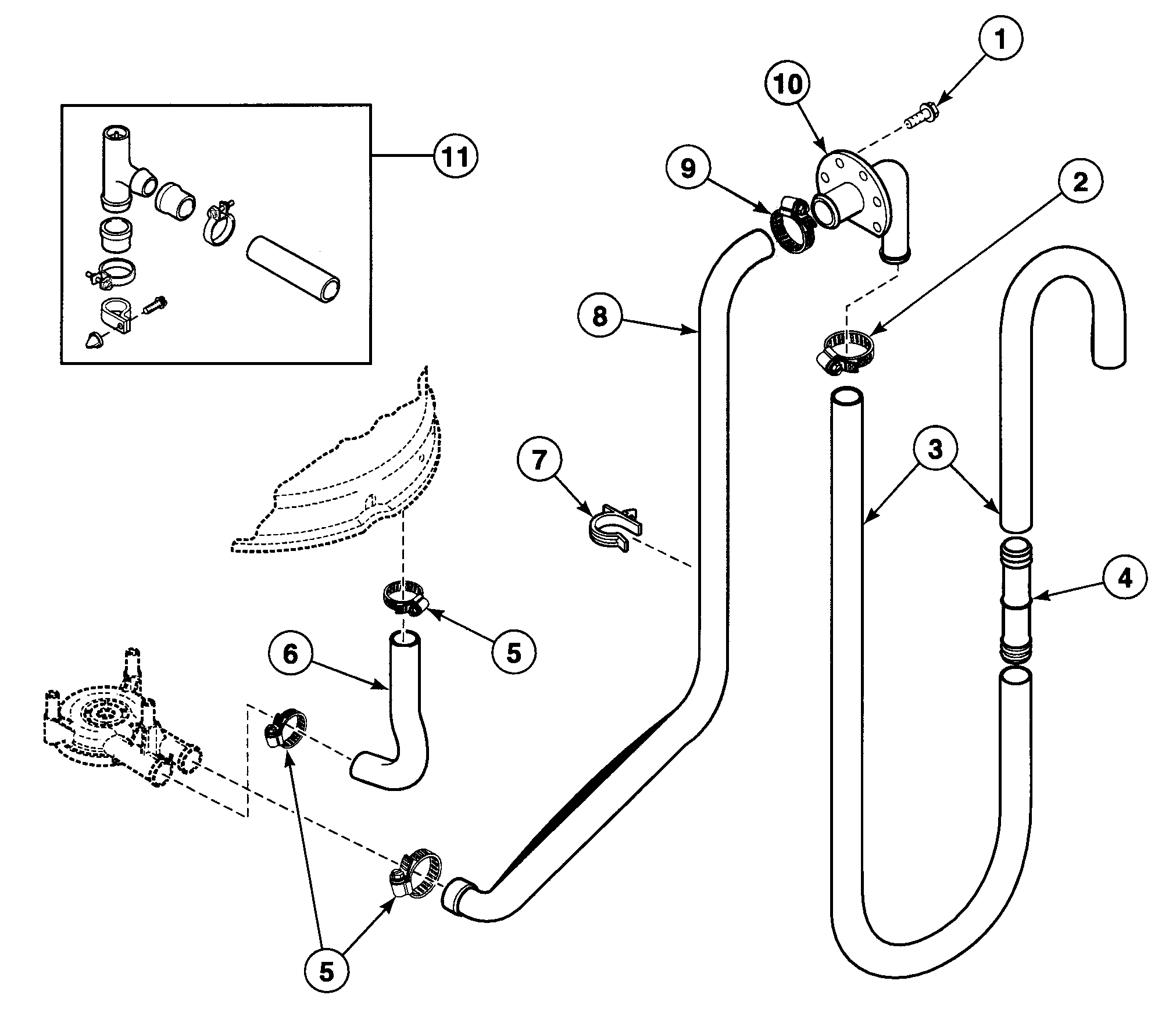 Speed Queen SWT321LA drain hose diagram
