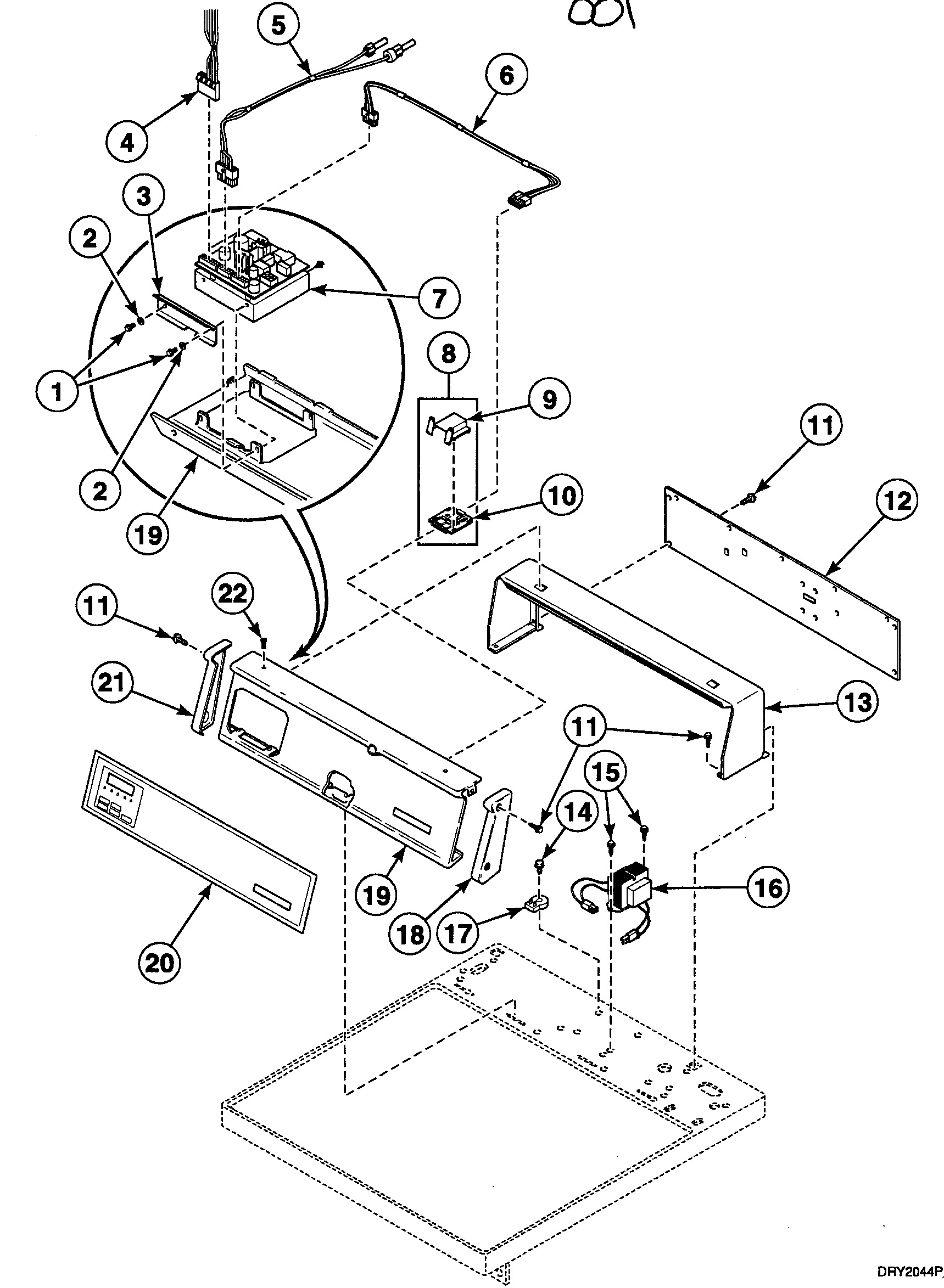 Speed Queen SDEF07QJ1500 control panel diagram