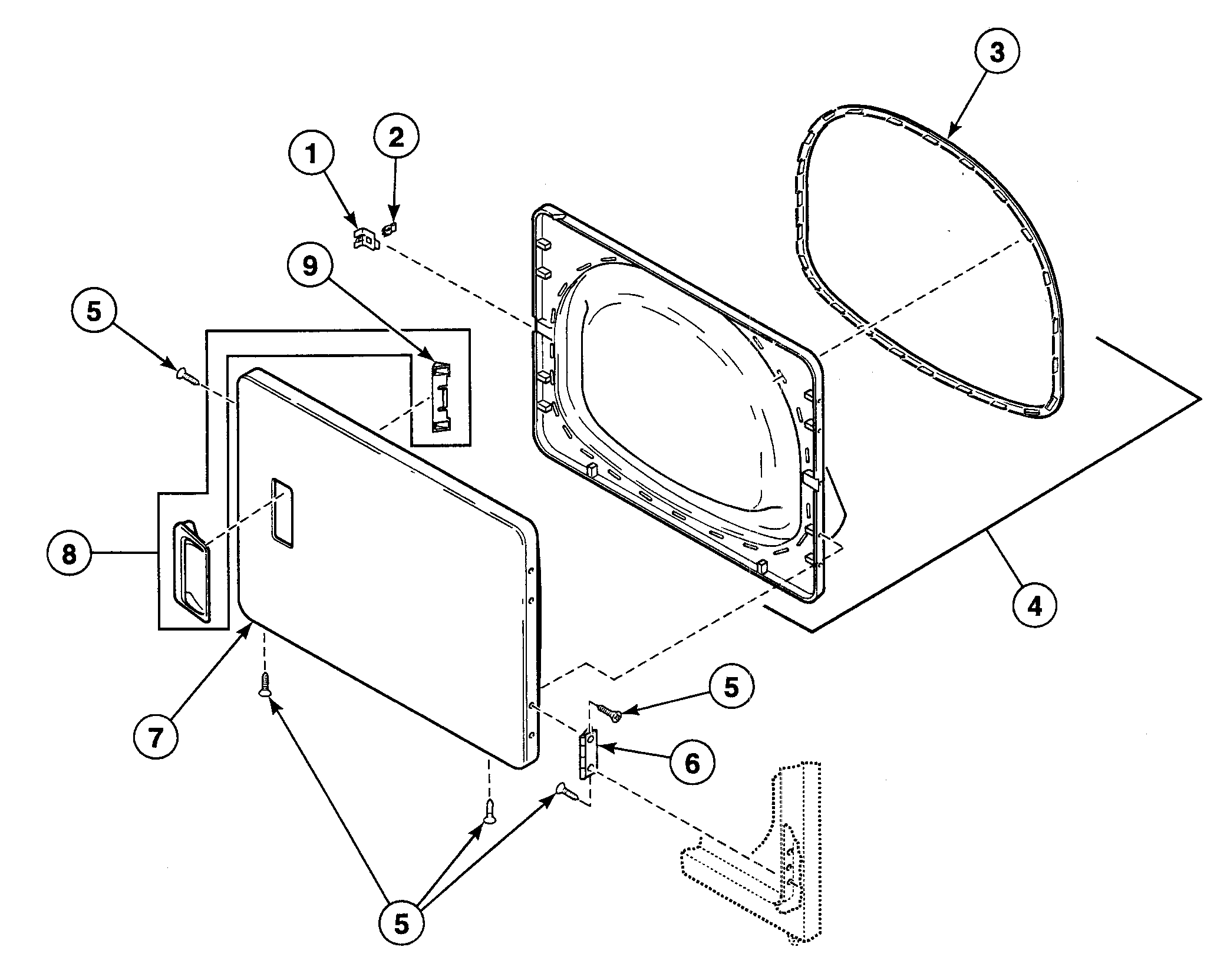 Speed Queen SDEF07QJ1500 door assy diagram