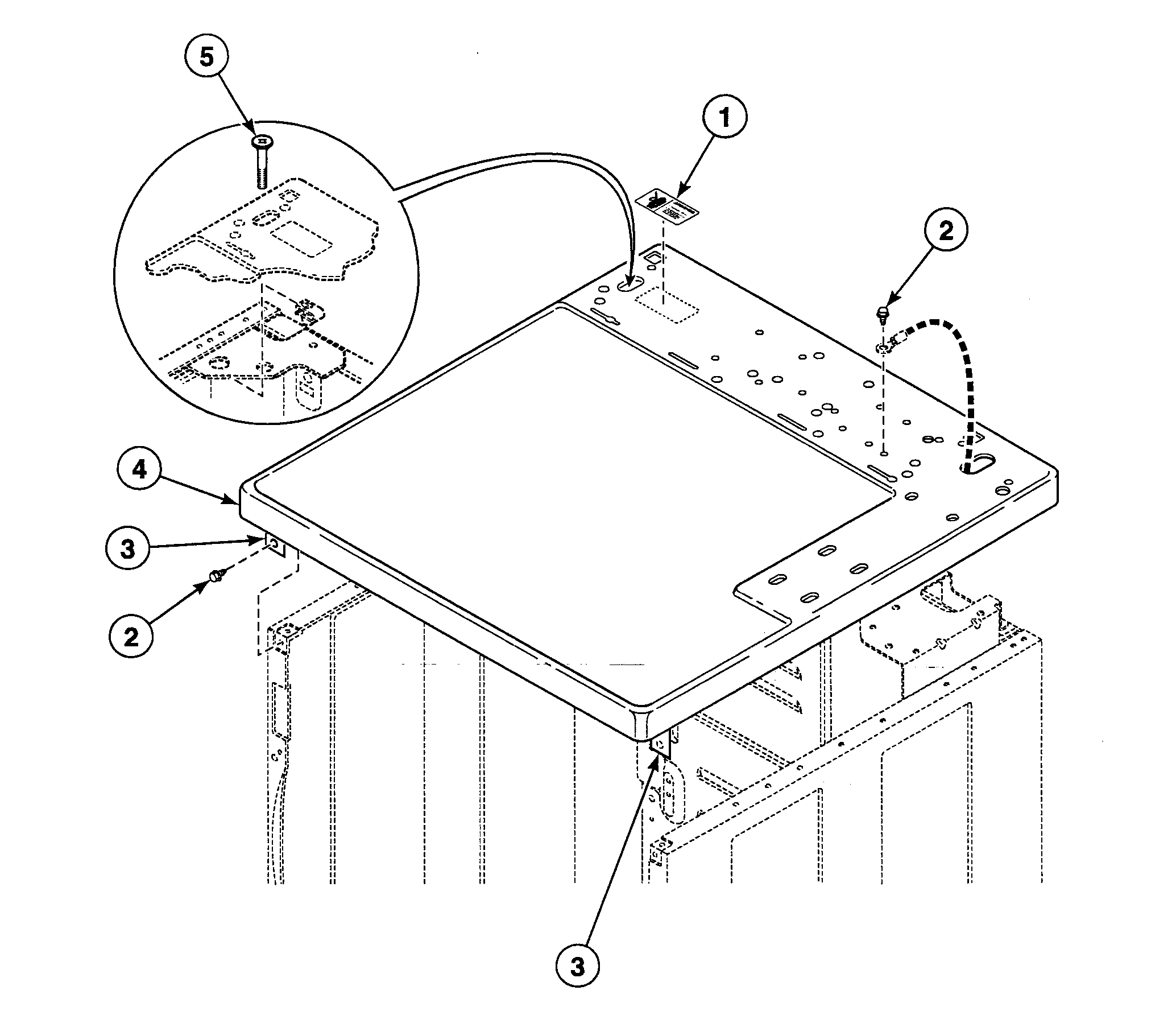 Speed Queen SDEY07WF cabinet top diagram