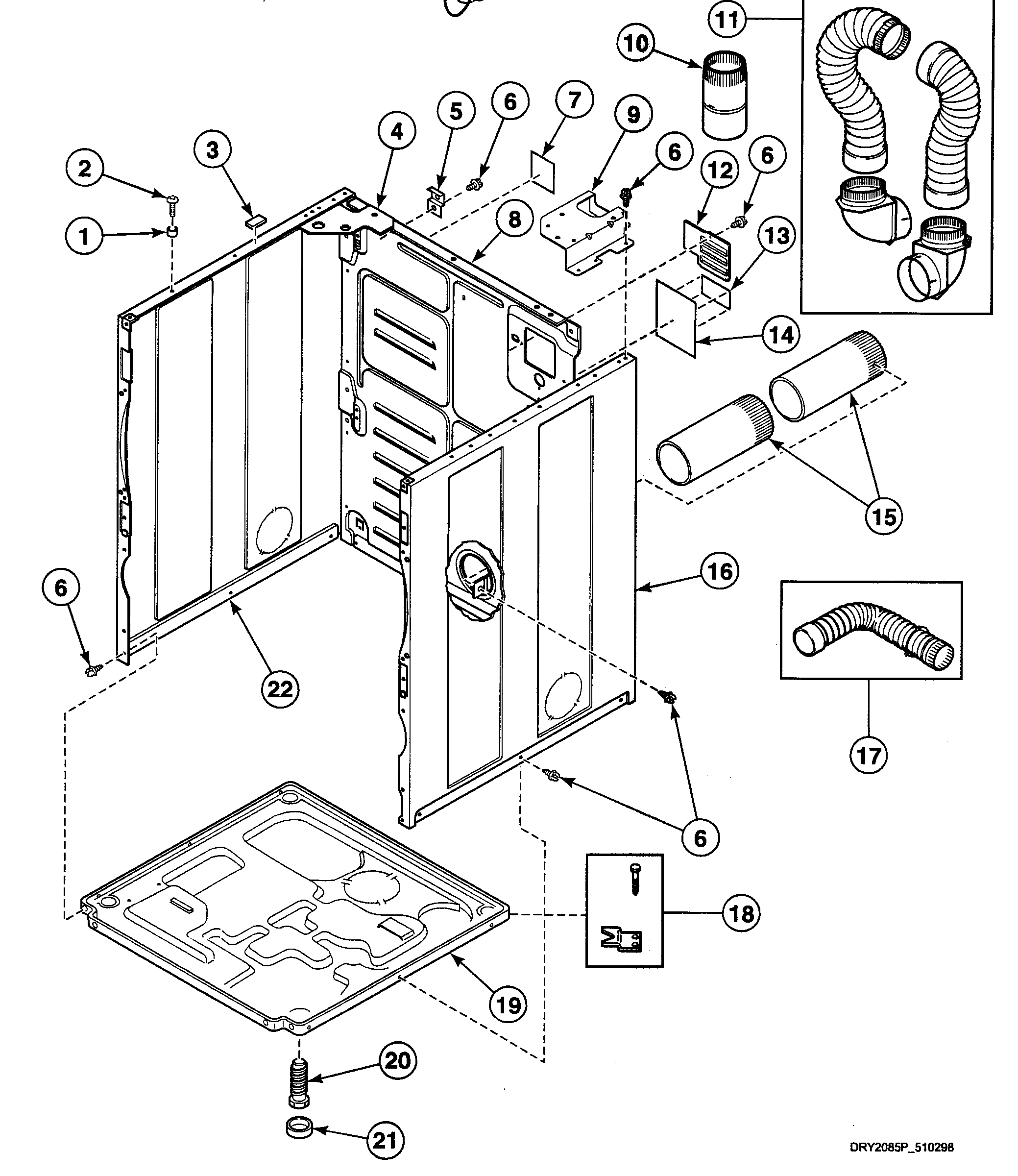 Speed Queen SDEY07WF cabinet diagram